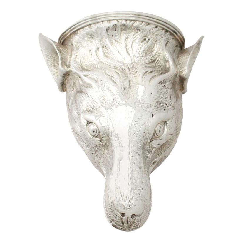 Antique George III Sterling Silver Fox Head Stirrup Cup