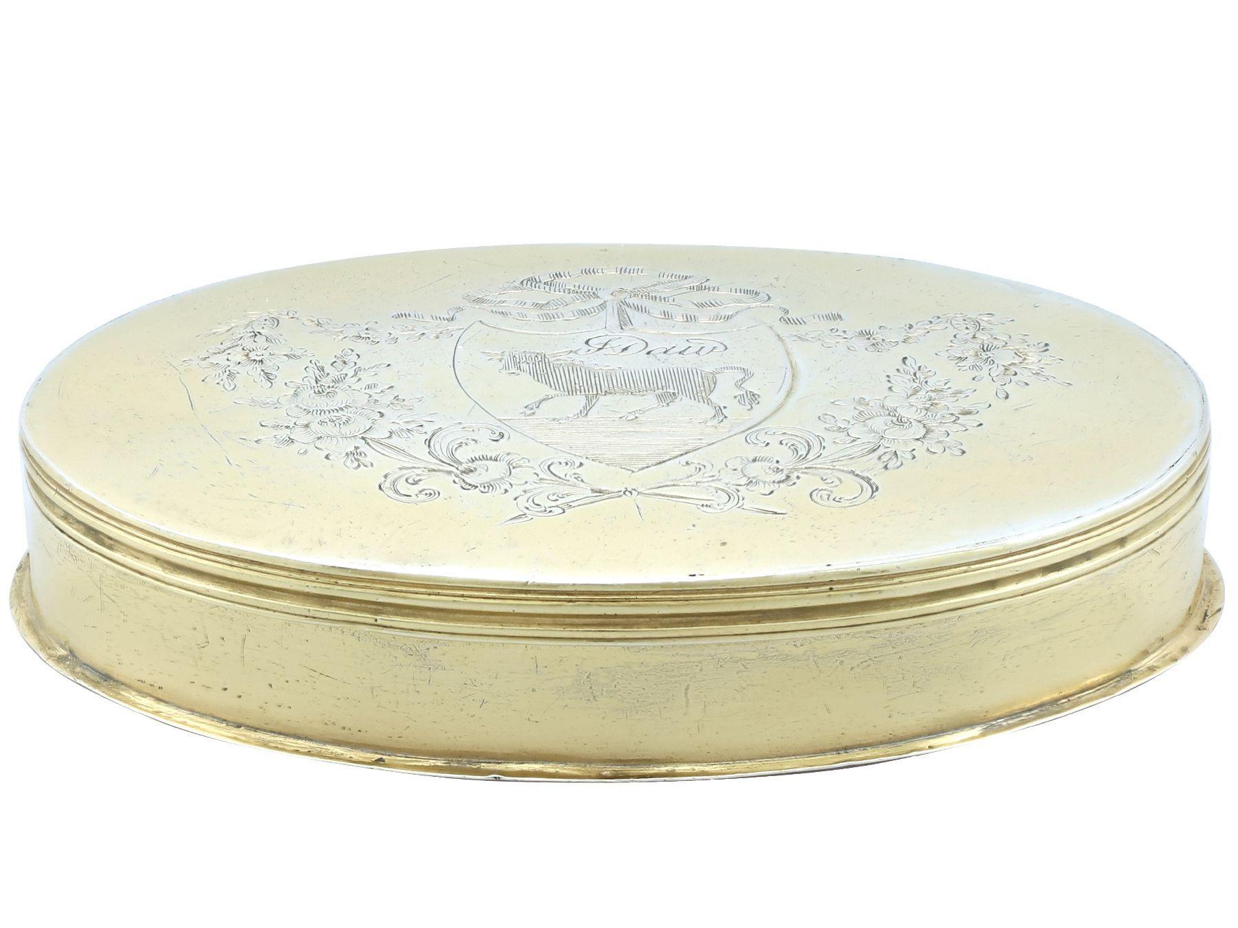 English George III Sterling Silver Gilt Tobacco Box For Sale