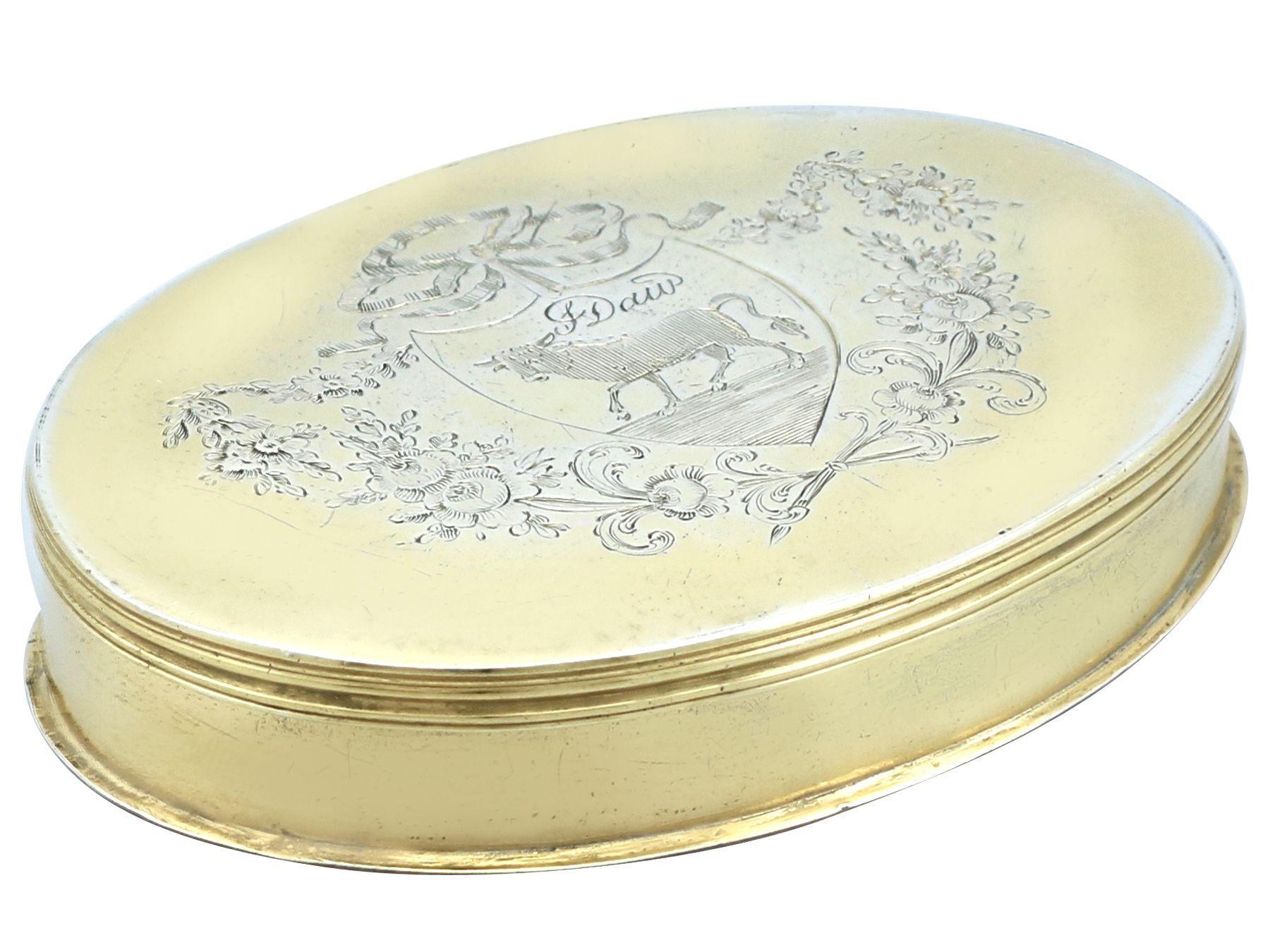 George III Sterling Silver Gilt Tobacco Box In Excellent Condition For Sale In Jesmond, Newcastle Upon Tyne