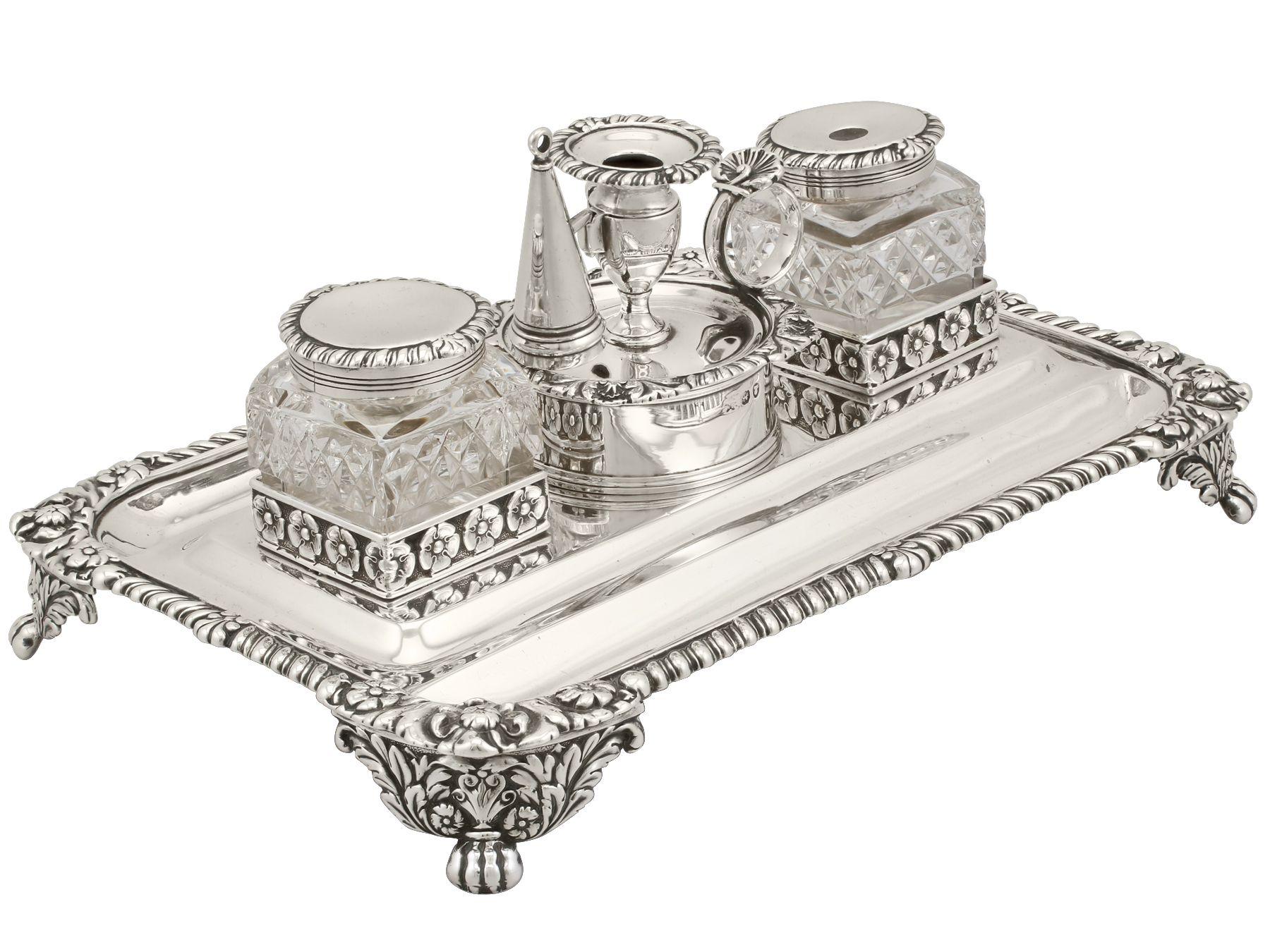 Antique George III Sterling Silver Inkstand In Excellent Condition In Jesmond, Newcastle Upon Tyne