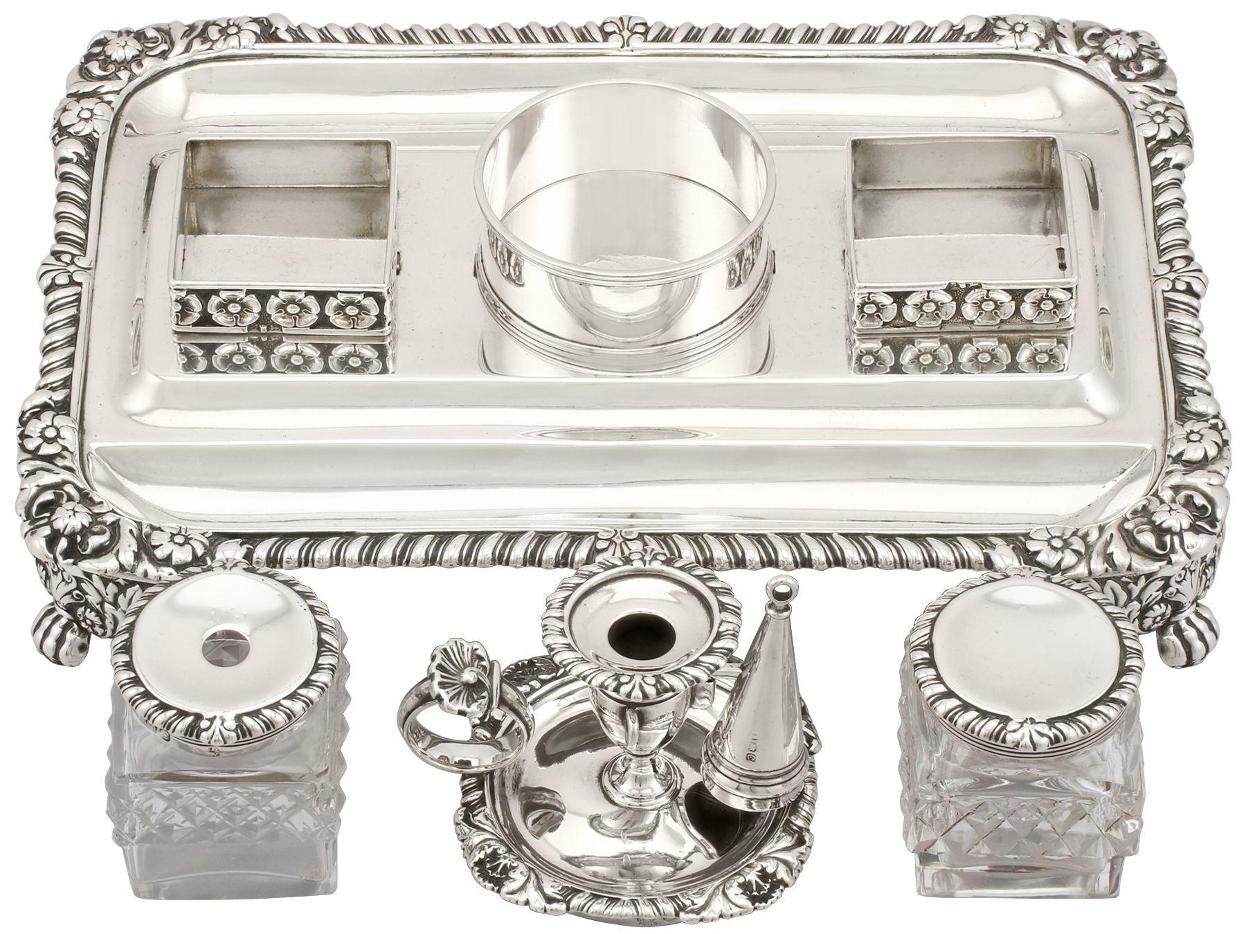 Early 19th Century Antique George III Sterling Silver Inkstand