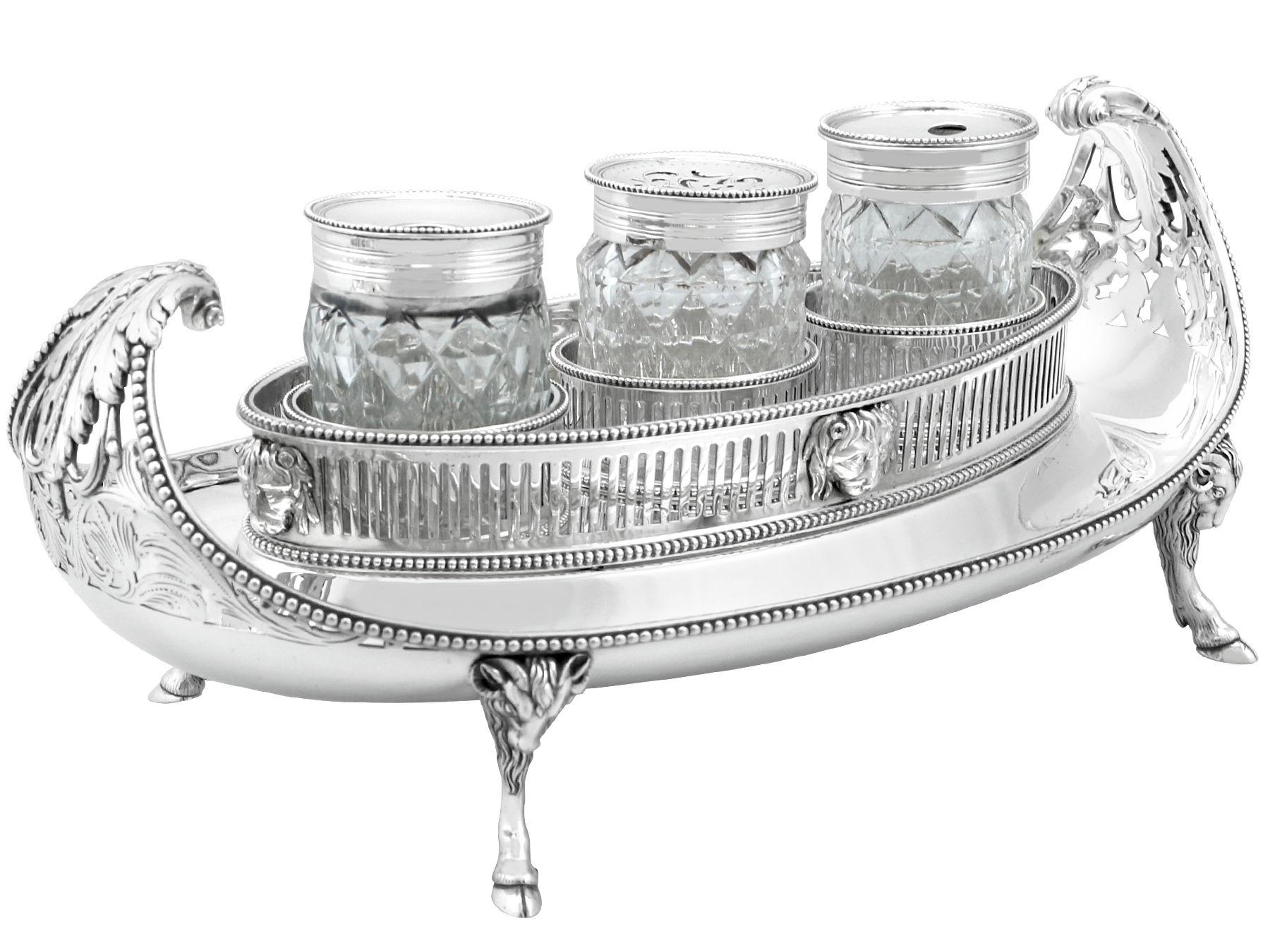 Late 18th Century 18th Century Antique Sterling Silver Ladies Inkstand For Sale