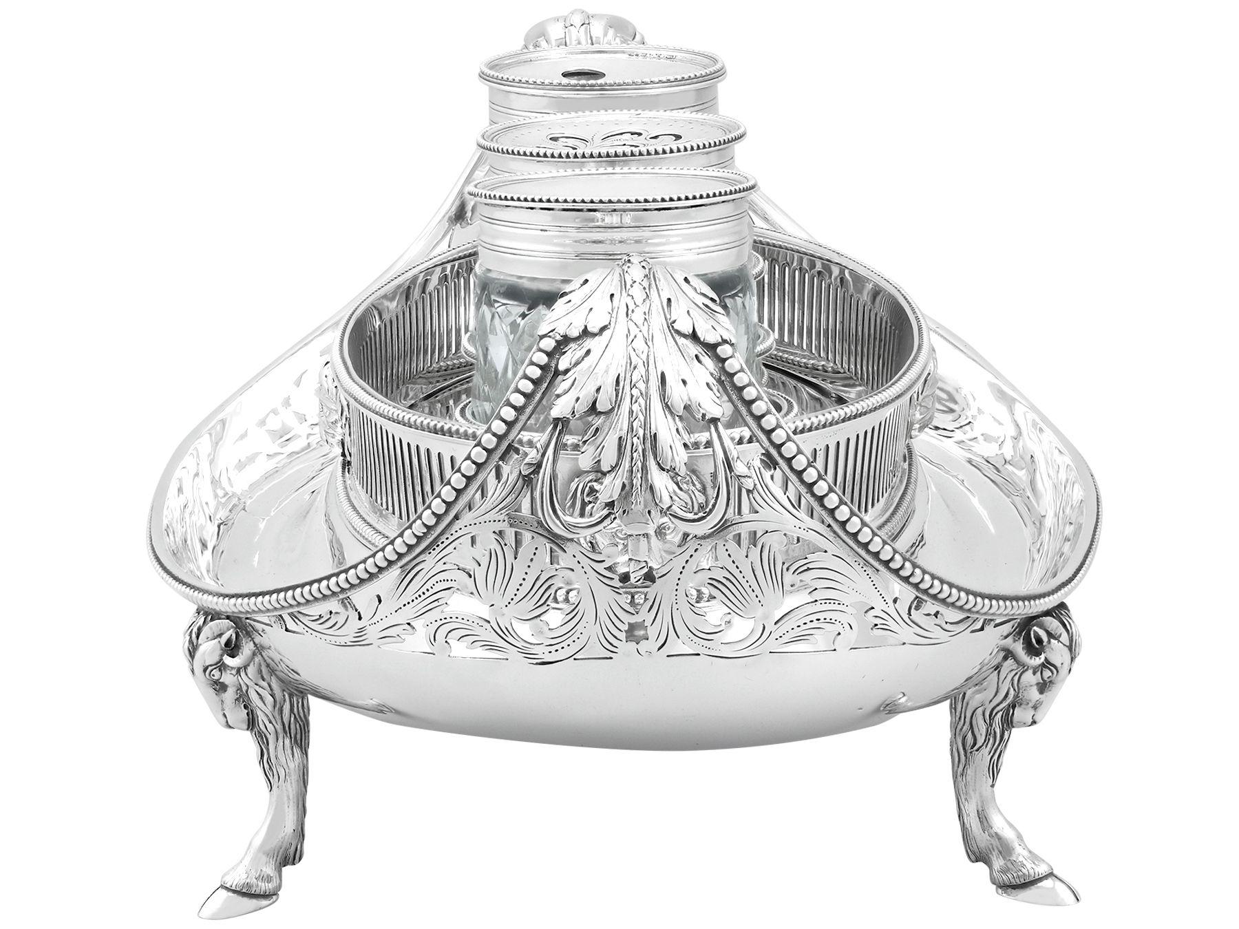 18th Century Antique Sterling Silver Ladies Inkstand For Sale 1