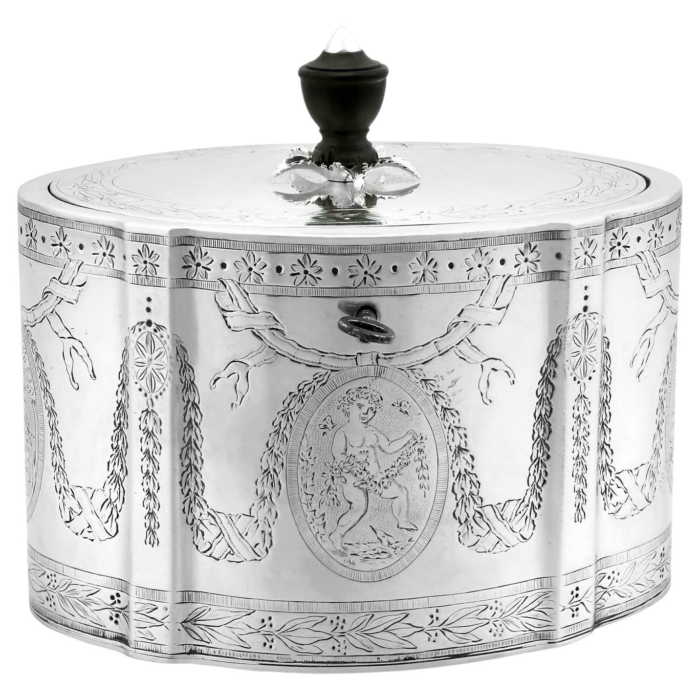 Antique George III Sterling Silver Locking Tea Caddy (1783) For Sale