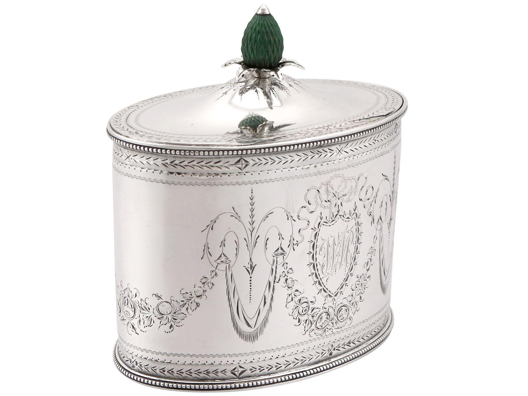 Antike George III.-Teedose mit Verschluss aus Sterlingsilber von Henry Chawner (Silber) im Angebot