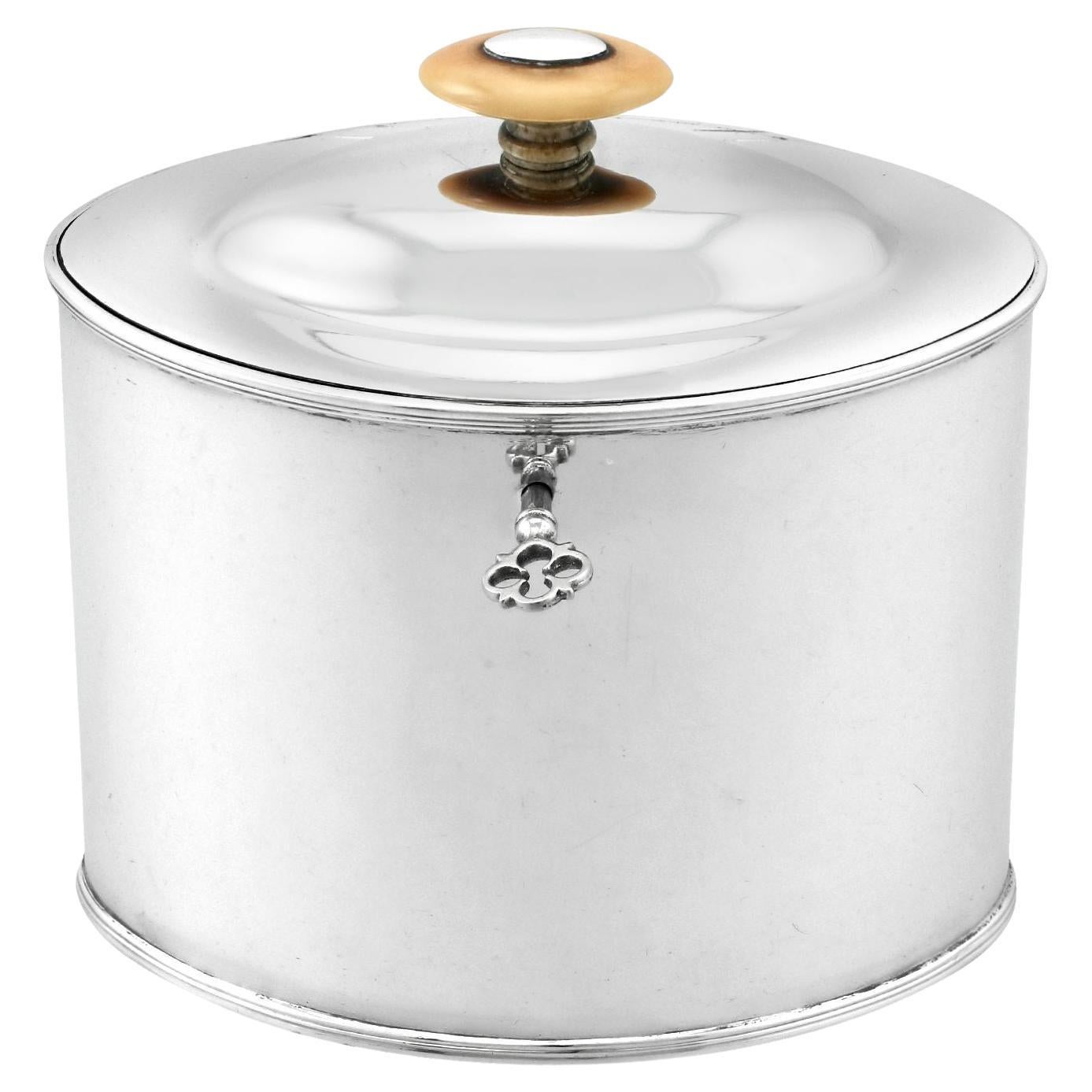 Antique George III Sterling Silver Locking Tea Caddy For Sale