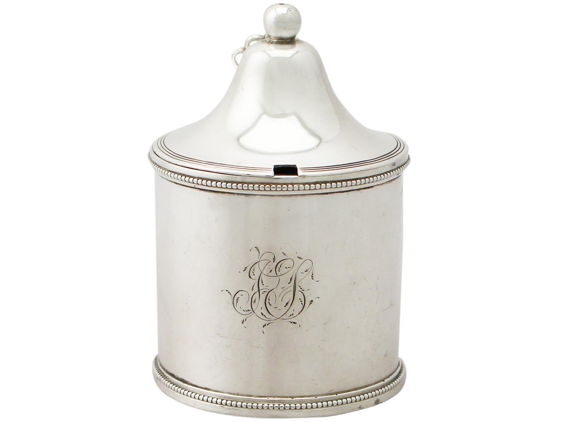 British Antique George III Sterling Silver Mustard Pot by Peter and Ann Bateman