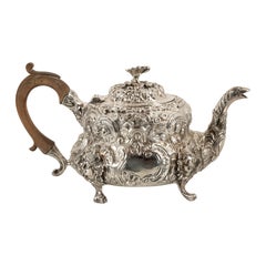 Antique George III Sterling Silver Rococo Teapot London John Wakefield 1819