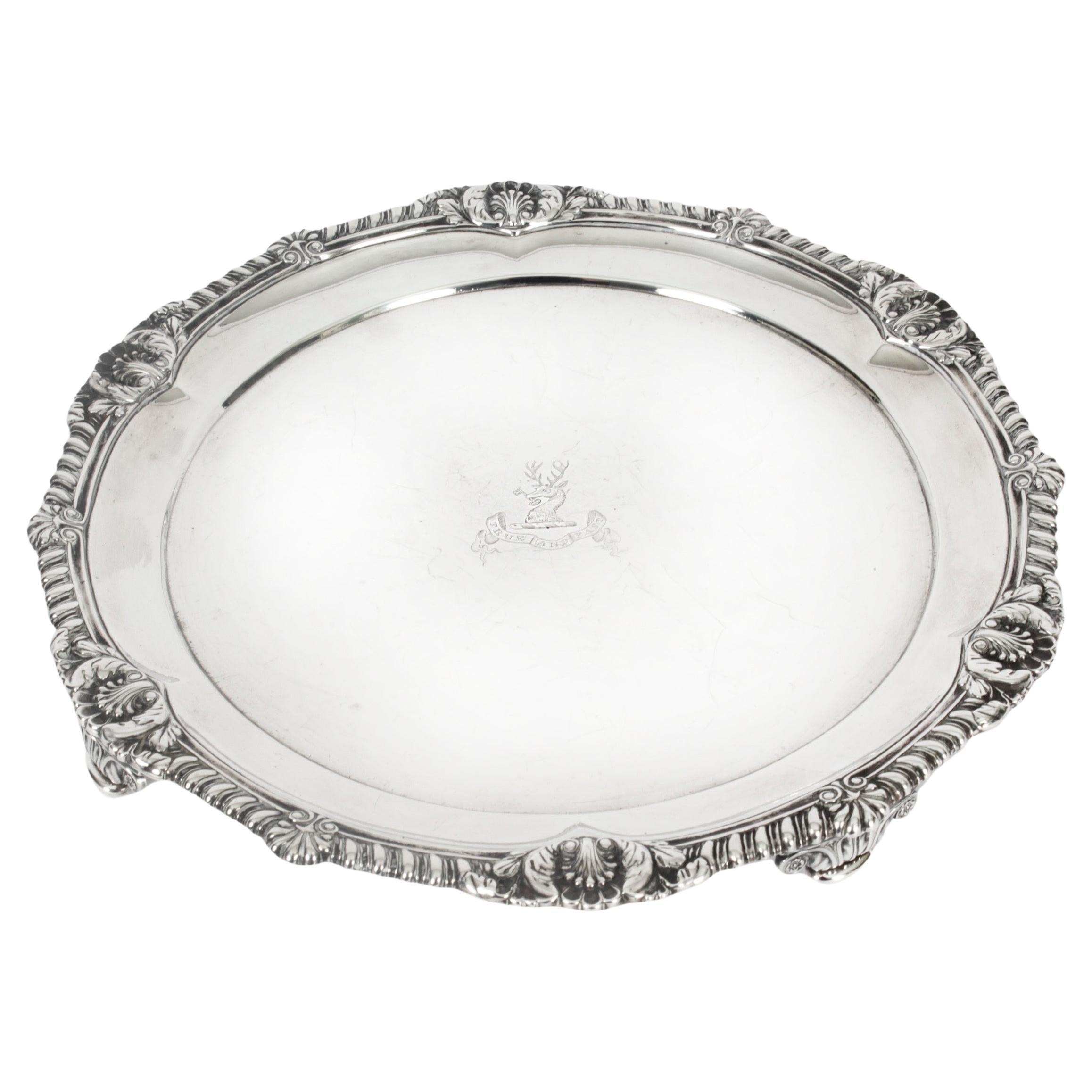 Antique George III Sterling Silver Salver by Paul Storr 1811 19th Century For Sale