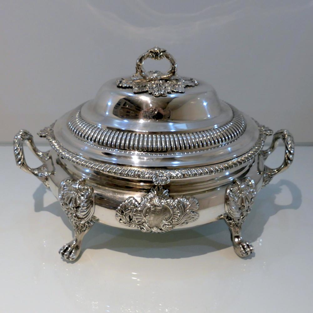 Early 19th Century Antique George III Sterling Silver Soup Tureen London 1812 William Bennett