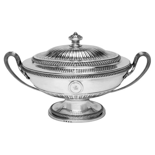 Antique George III Sterling Silver Soup Tureen Serving Dish London 1780 18th C