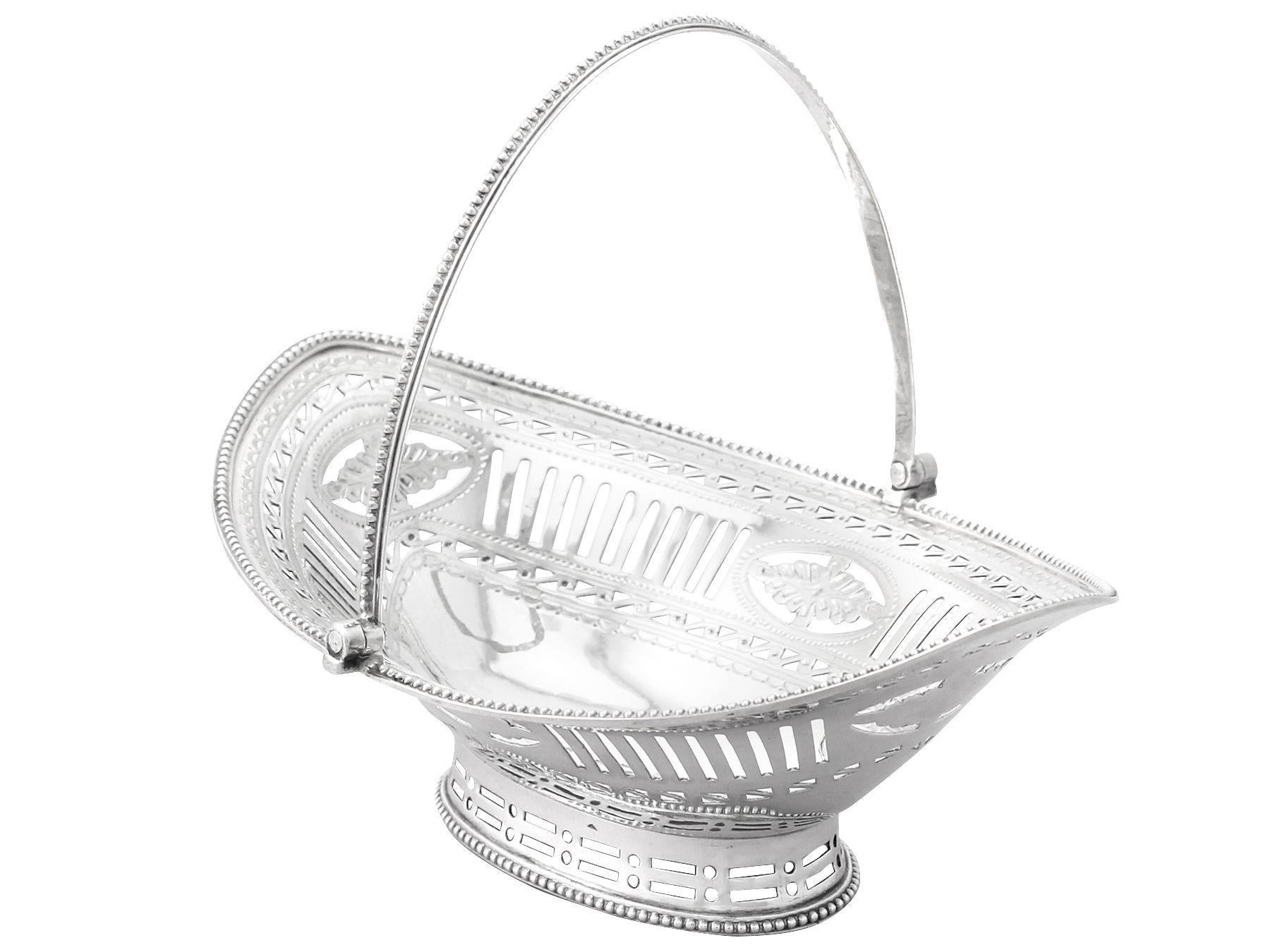 English Antique George III Sterling Silver Sweetmeat Basket For Sale