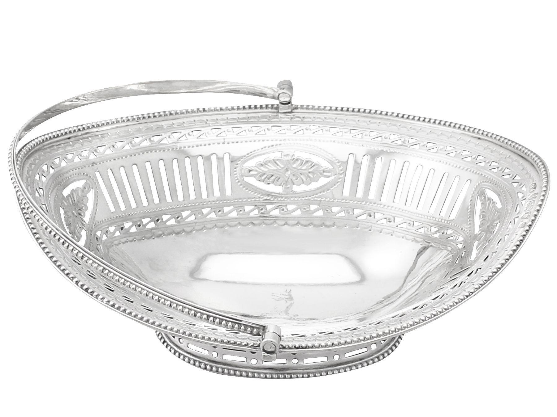 Late 18th Century Antique George III Sterling Silver Sweetmeat Basket For Sale