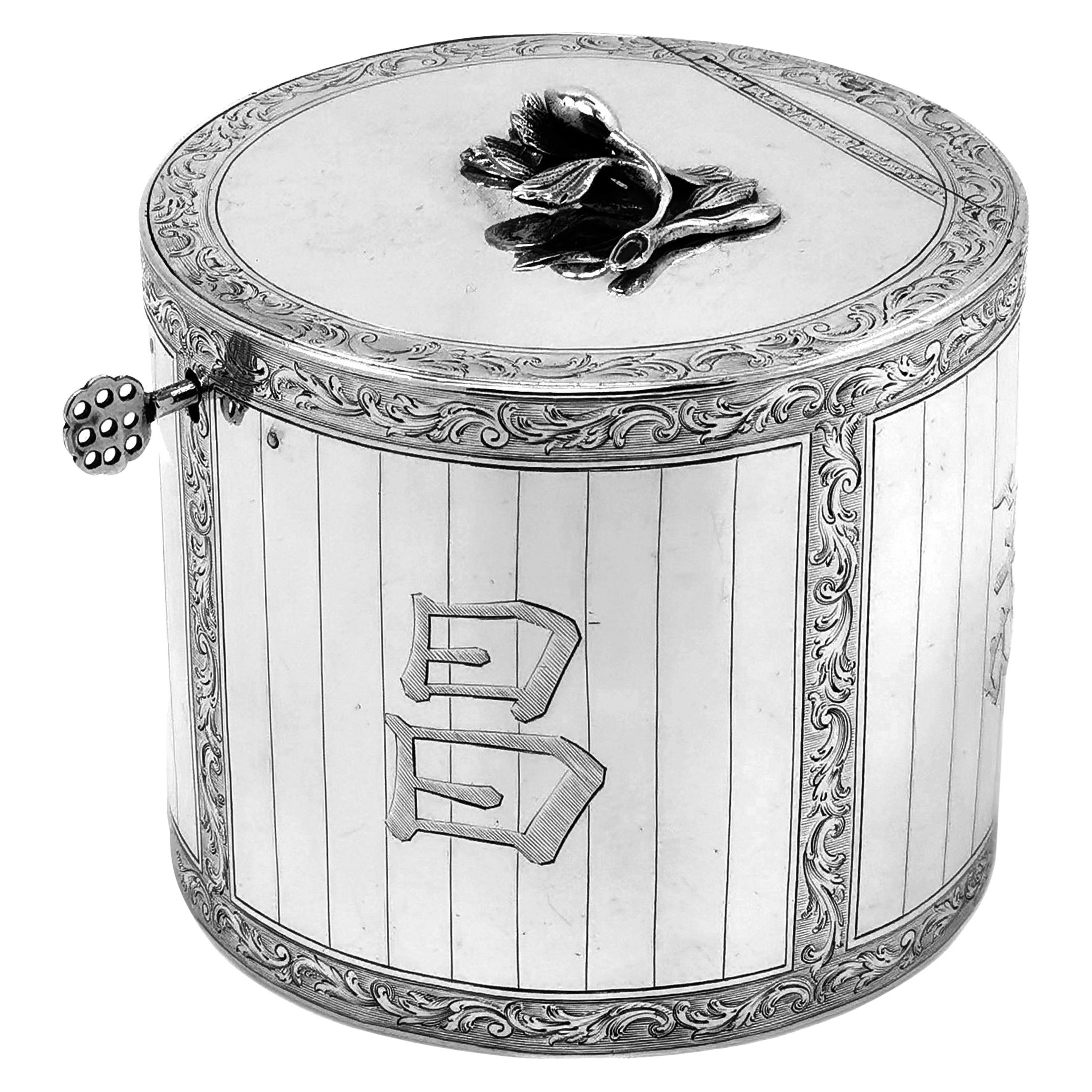 Antique Georgian Sterling Silver Tea Caddy Box 1763 Chinoiserie