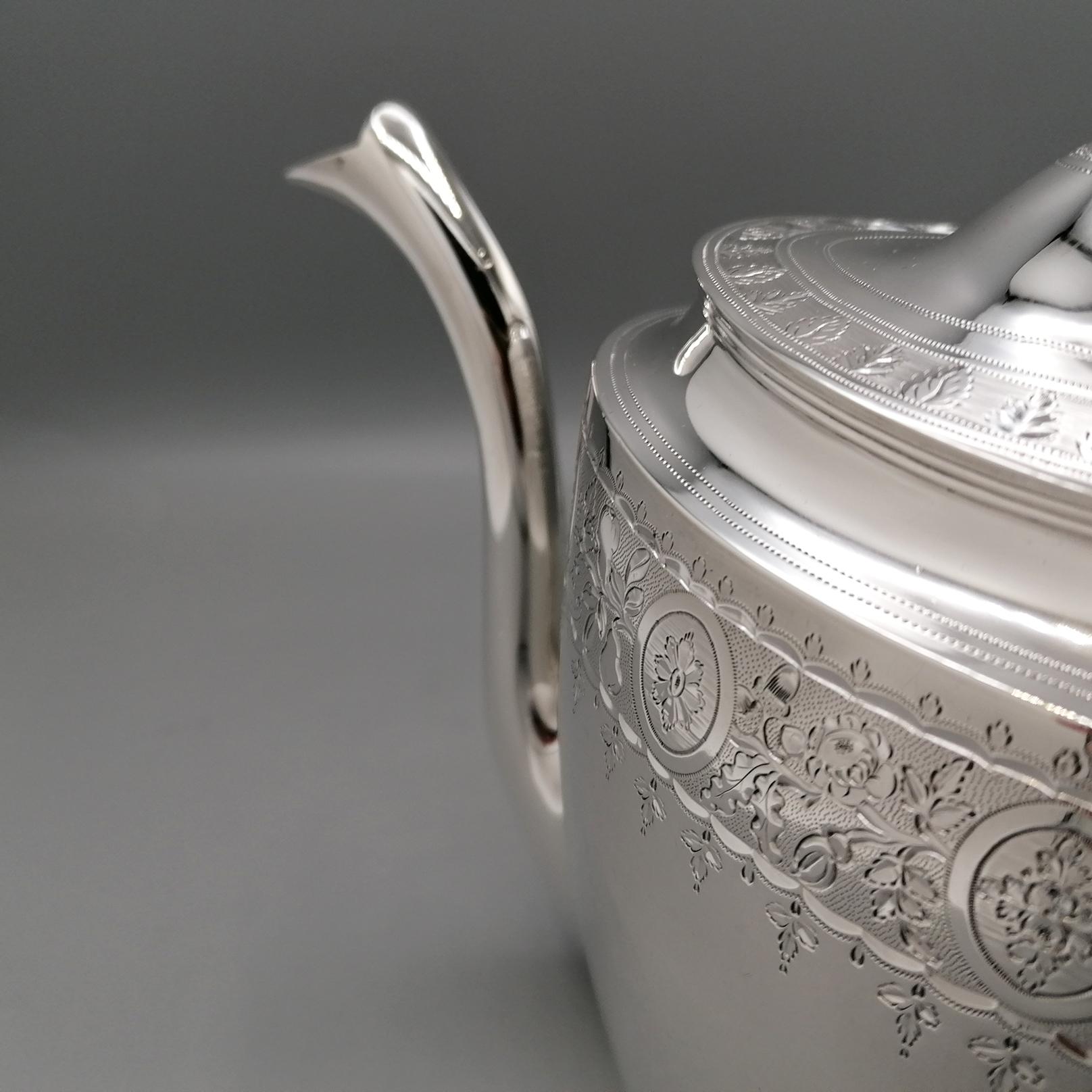 Antike George III Sterling Silber Tee-Kaffee-Set Elfenbein Griffe & Tablett 1798-1800 im Angebot 3