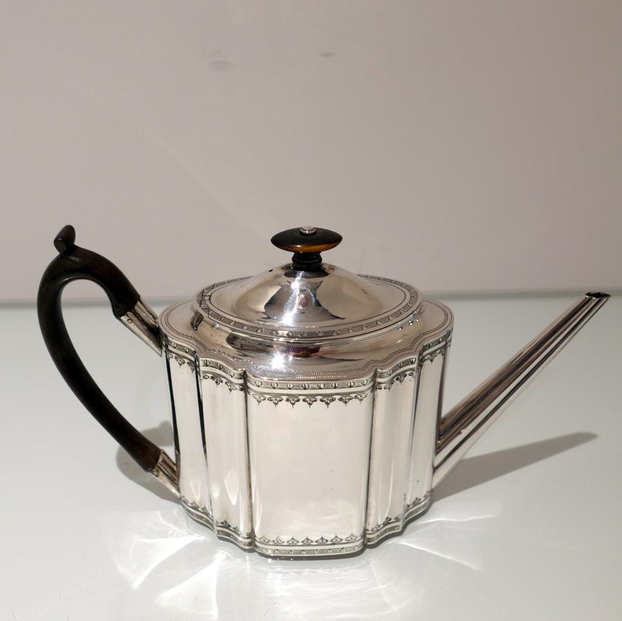 Antique George III Sterling Silver Teapot London 1795 Henry Nutting For Sale 2
