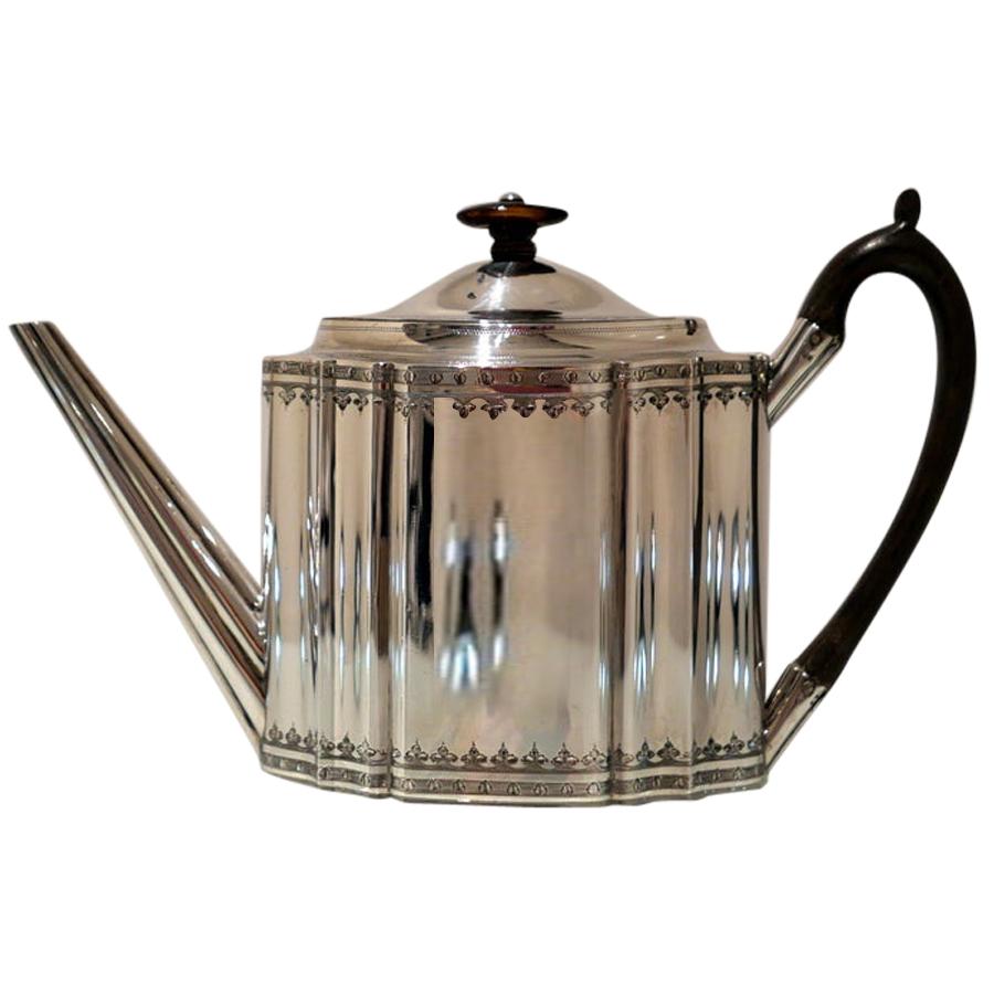 Antique George III Sterling Silver Teapot London 1795 Henry Nutting For Sale