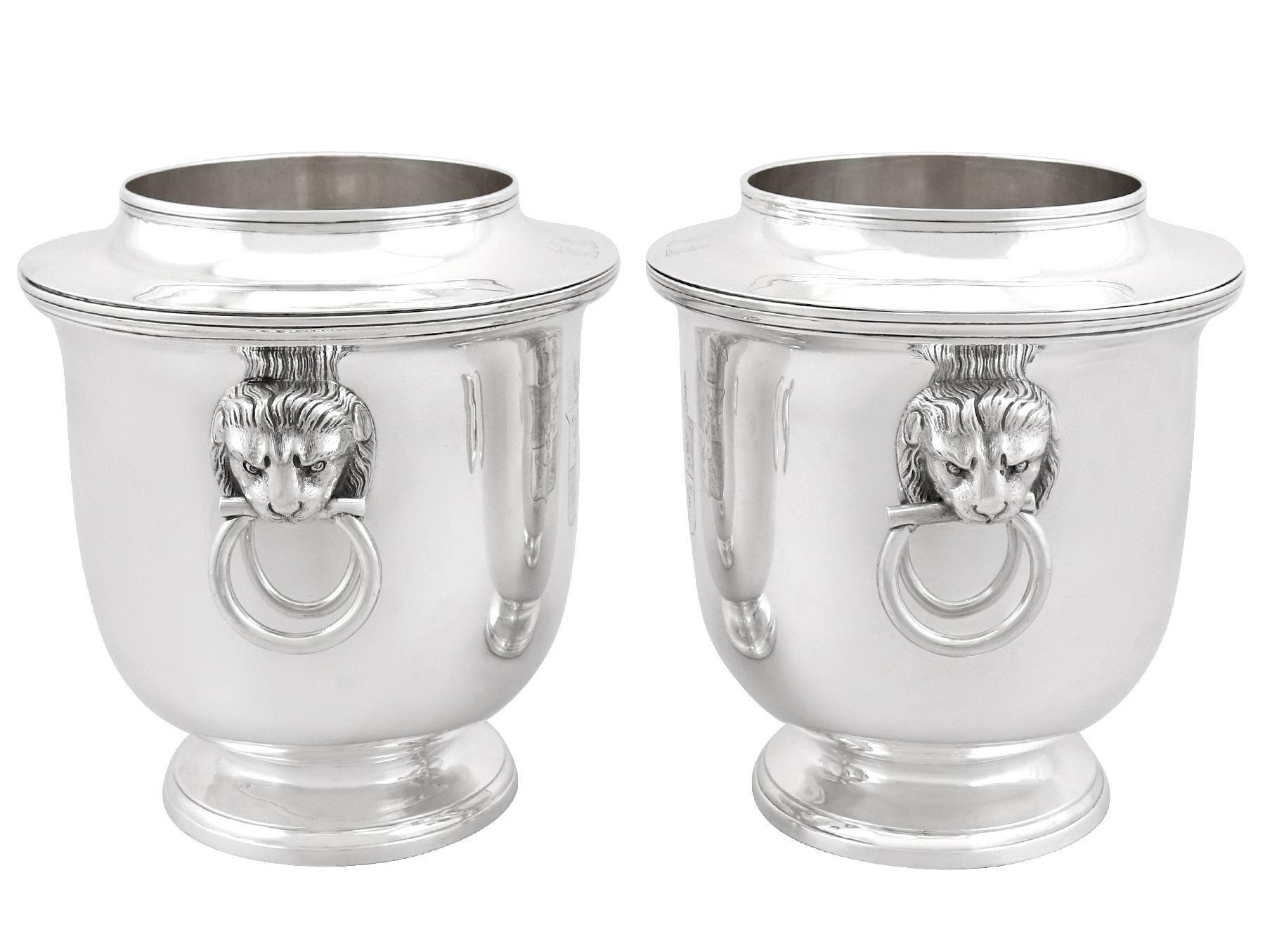 Georgian Antique George III Sterling Silver Wine Coolers For Sale