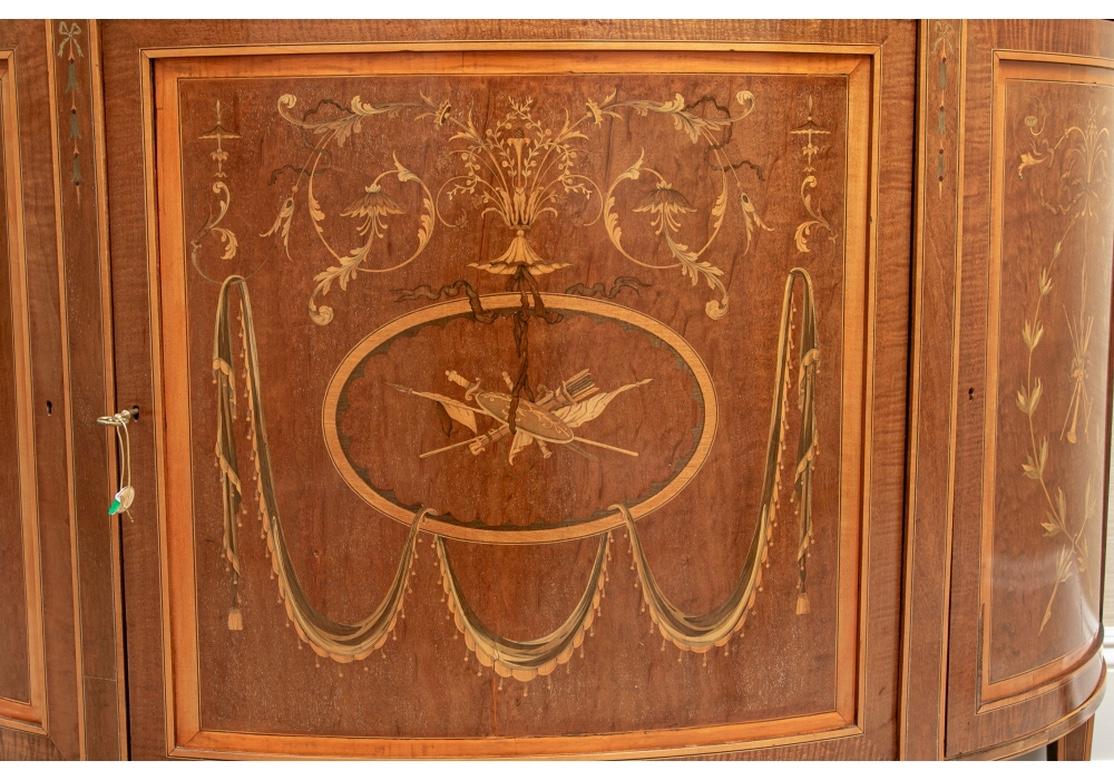 Antique George III Style Demilune Satinwood Marquetry Cabinet For Sale 1