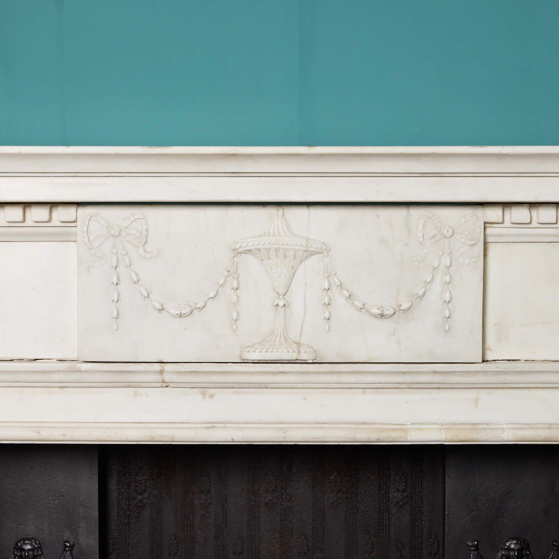 Antique George III Style Neoclassical Marble Fireplace In Fair Condition For Sale In Wormelow, Herefordshire
