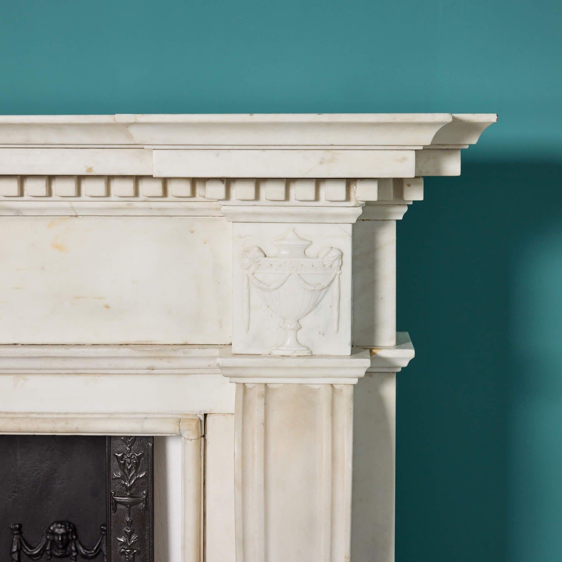 19th Century Antique George III Style Neoclassical Marble Fireplace For Sale