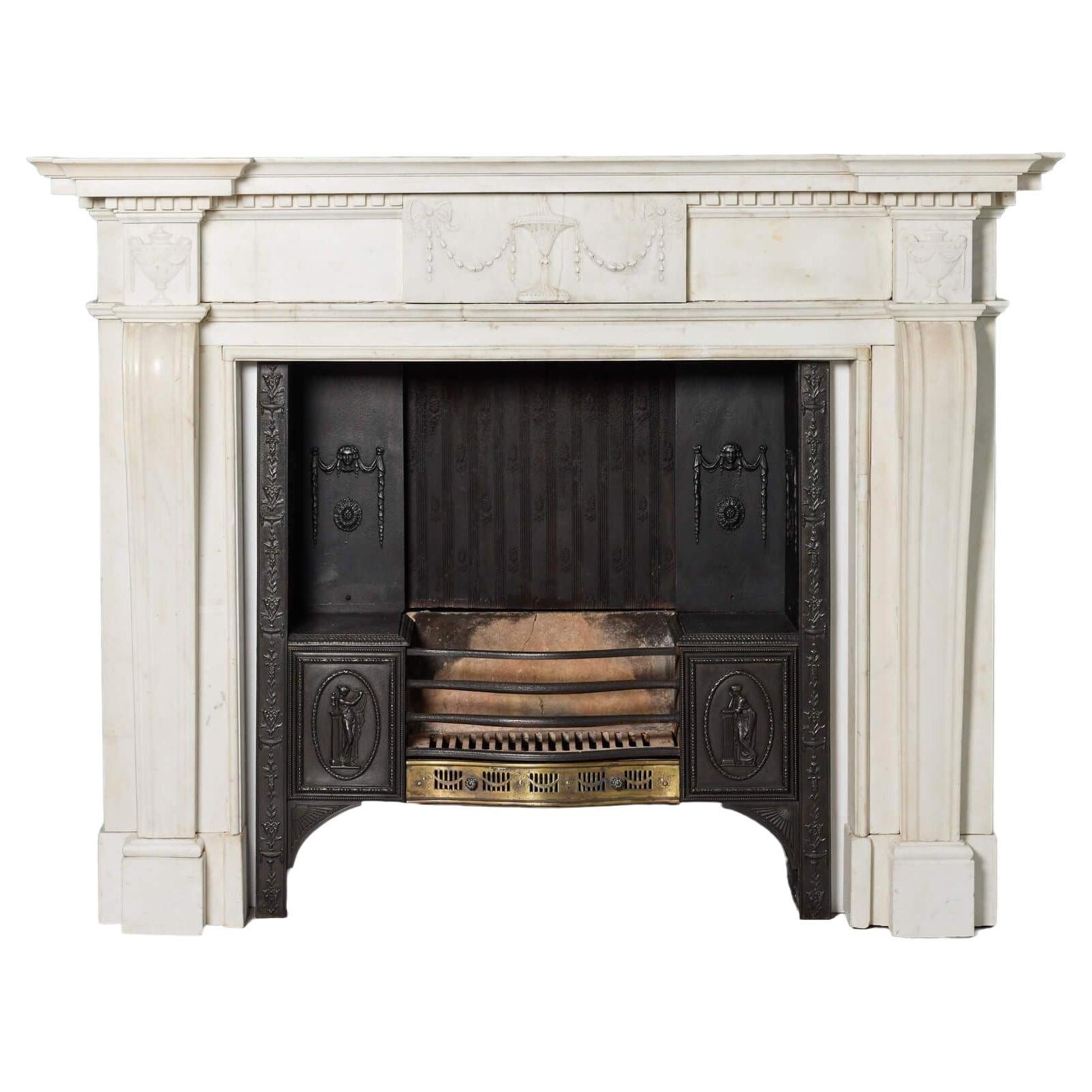 Antique George III Style Neoclassical Marble Fireplace For Sale