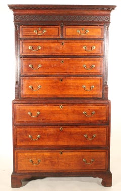Antique George III Style Oak Chest on Chest
