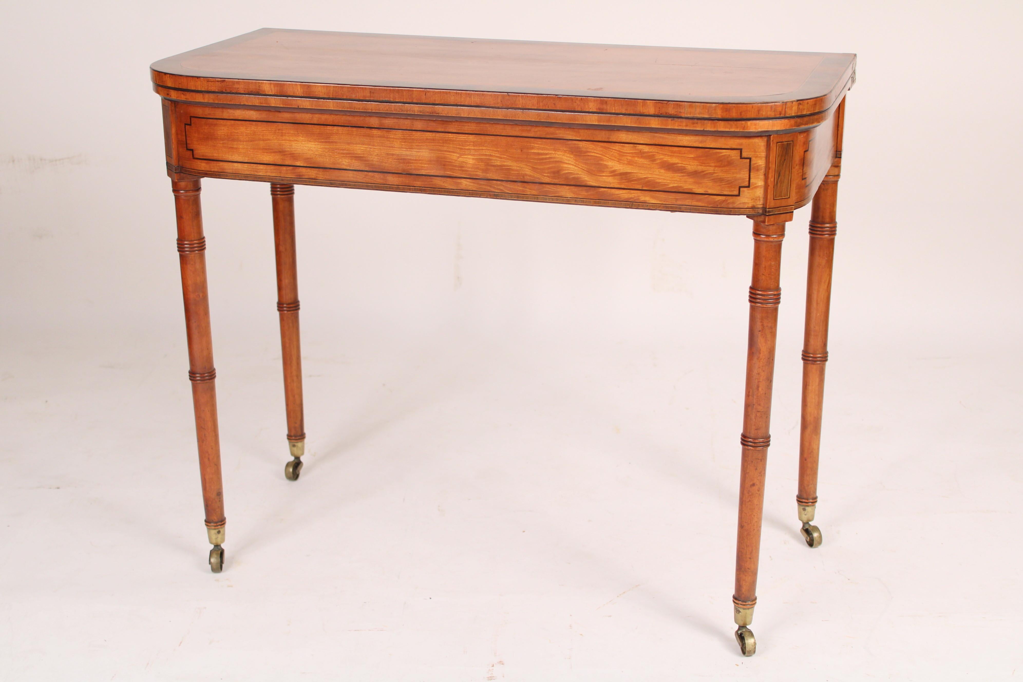English Antique George III Style Satin Wood Games Table