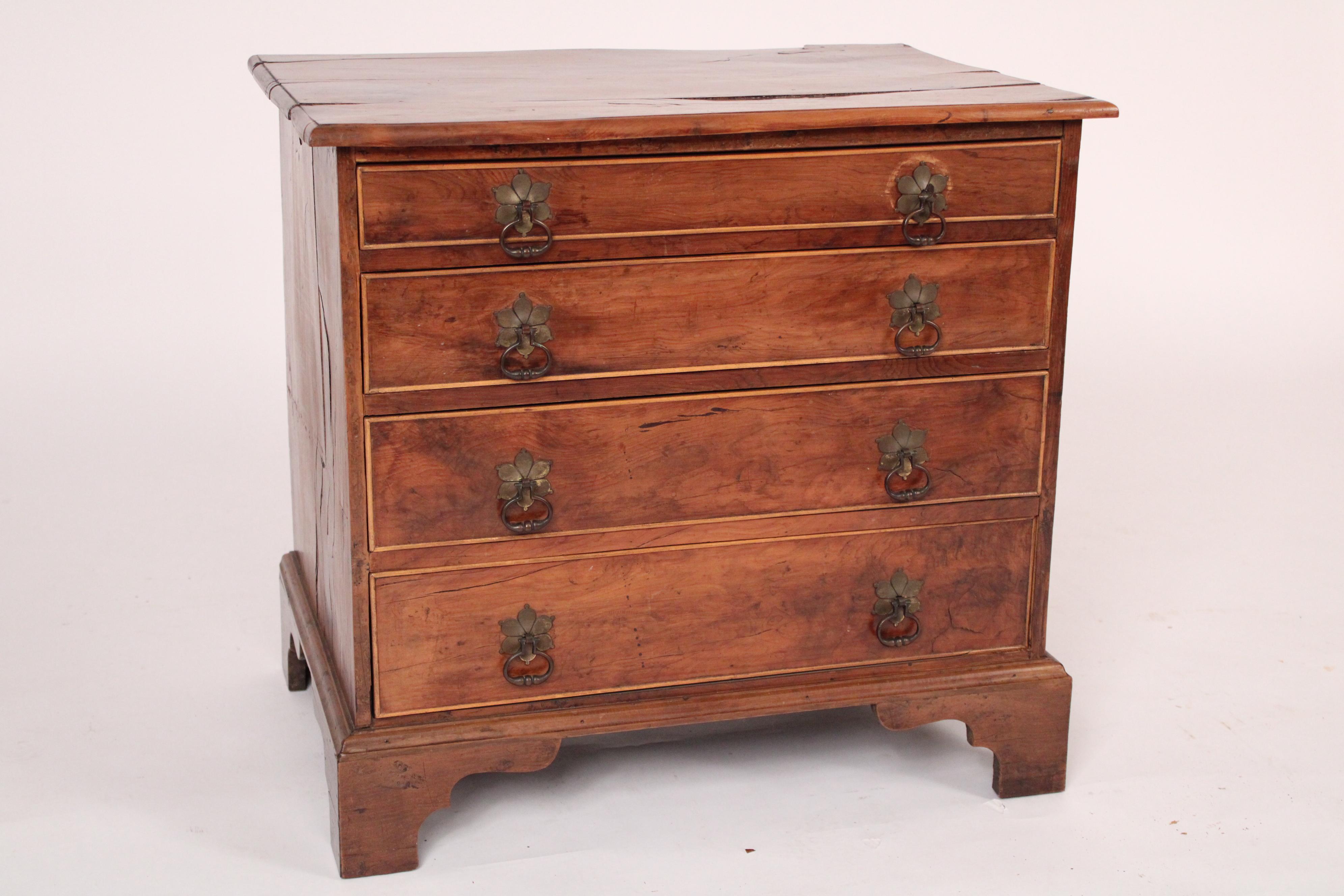 English Antique George III style Yew Wood Chest of Drawers / End table For Sale