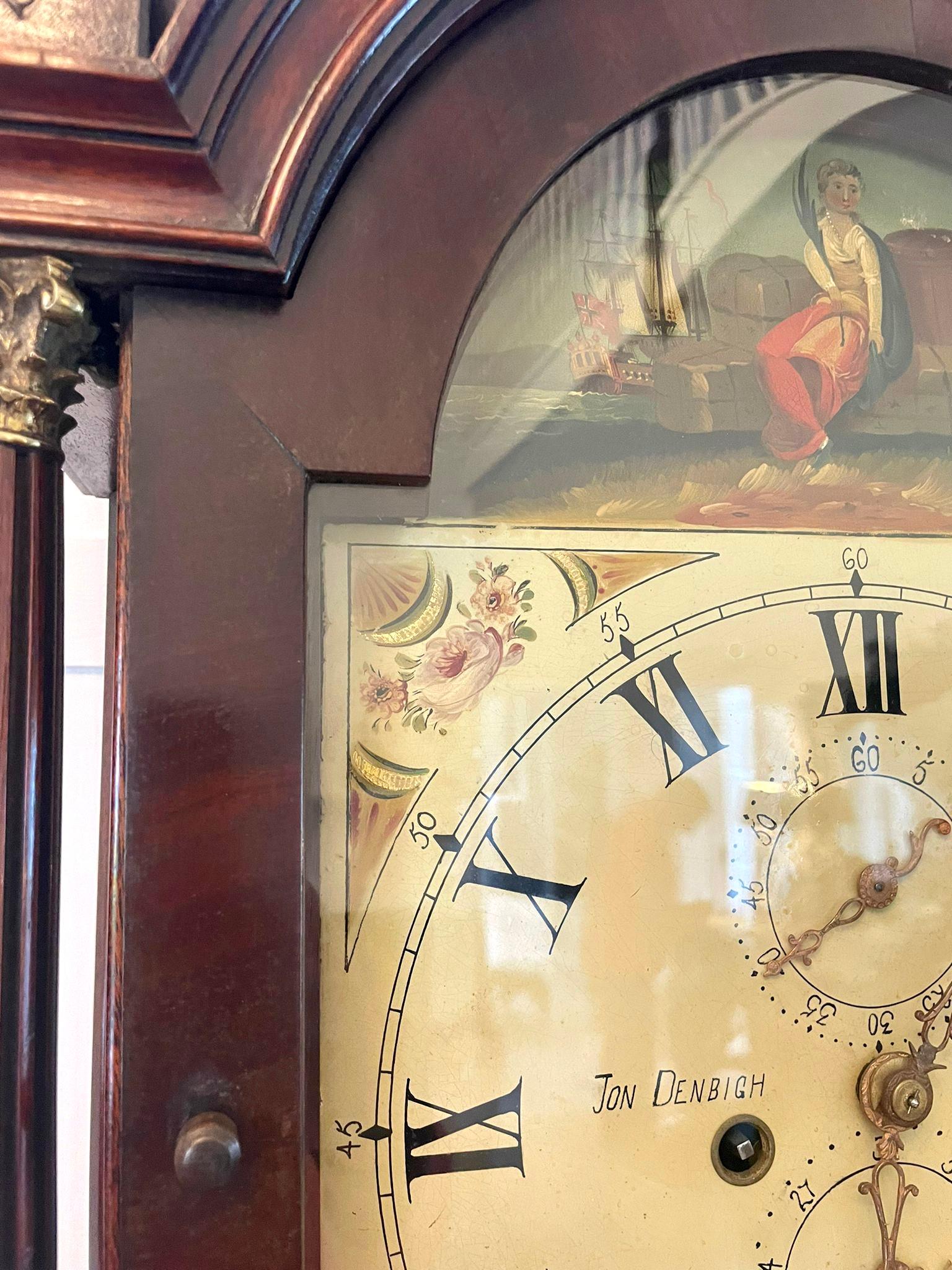 Antique George III Superior Quality Mahogany Inlaid Eight Day Longcase Clock  For Sale 5