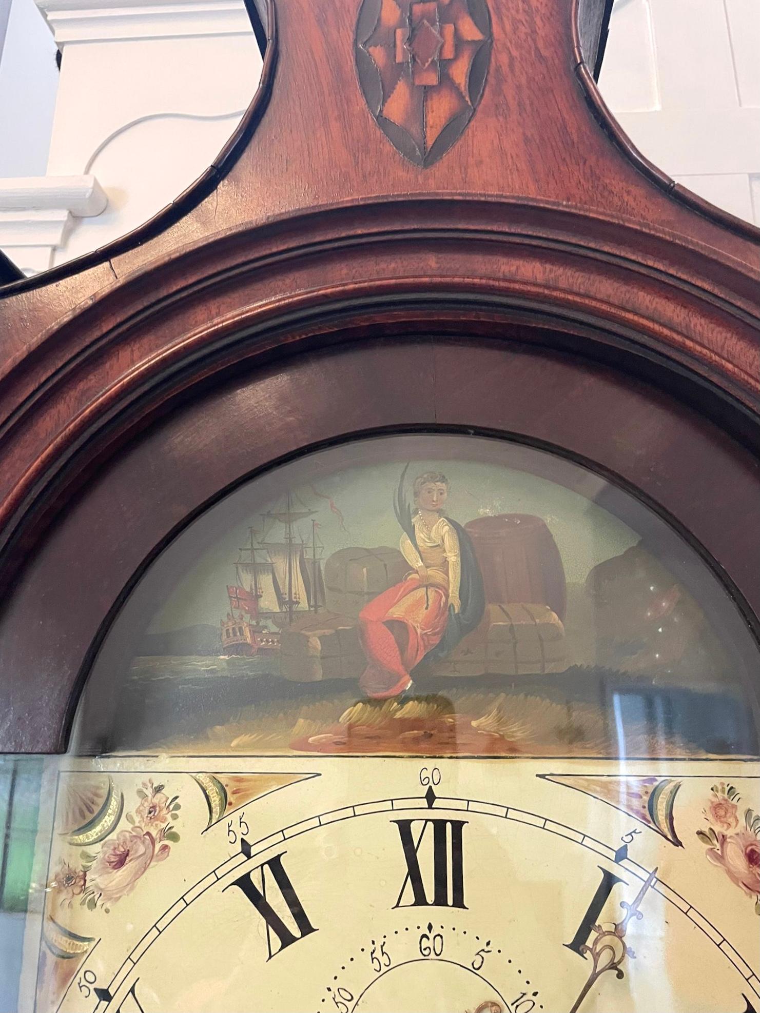 Antique George III Superior Quality Mahogany Inlaid Eight Day Longcase Clock  For Sale 6