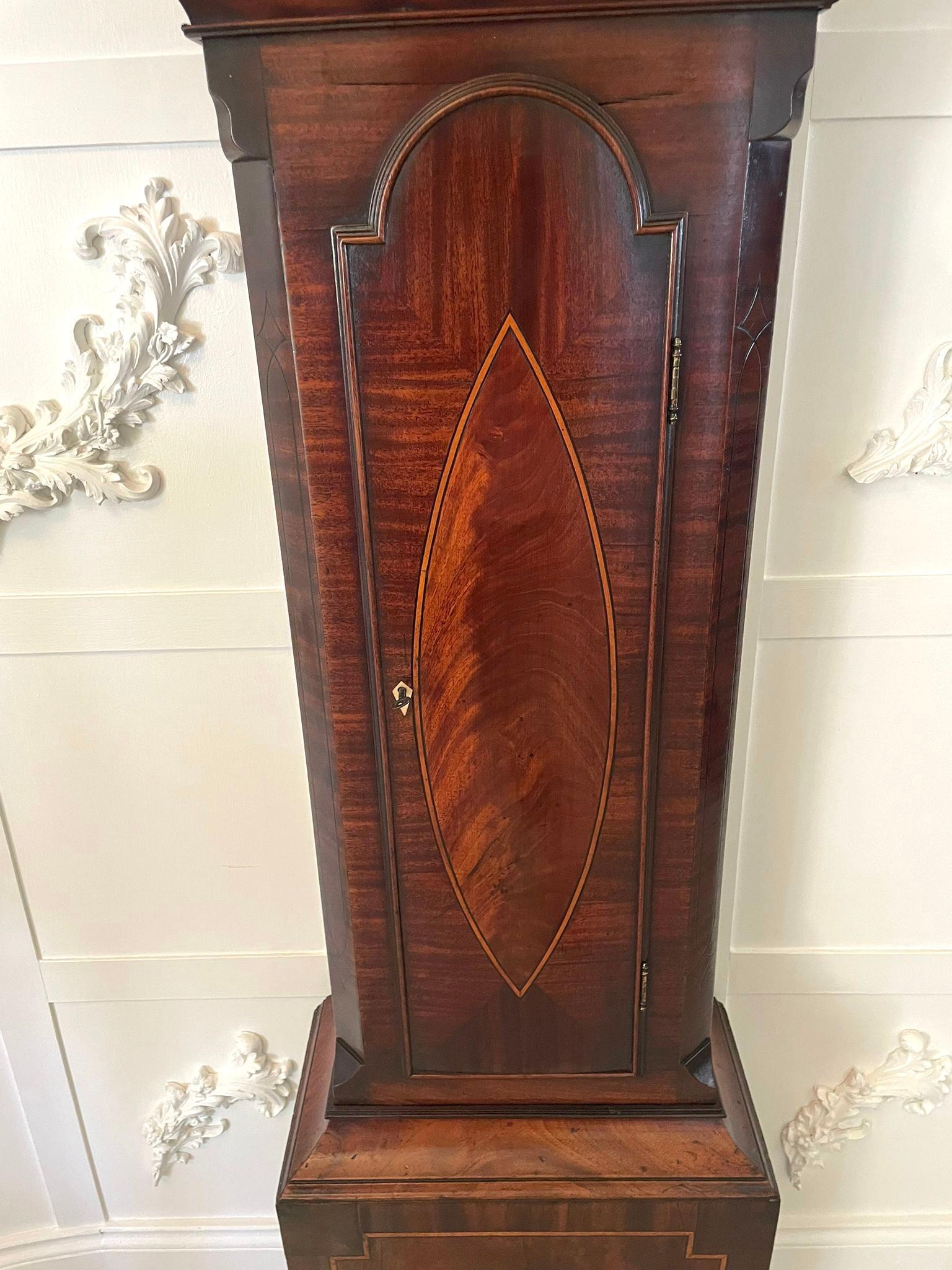 Antique George III Superior Quality Mahogany Inlaid Eight Day Longcase Clock  For Sale 13