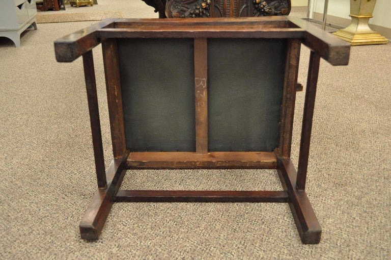 Antique George Iii Third English Solid Mahogany Needlepoint Bench