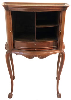 Antique George III Writing Cabinet Mahogany Oak Marble Leather Brass England