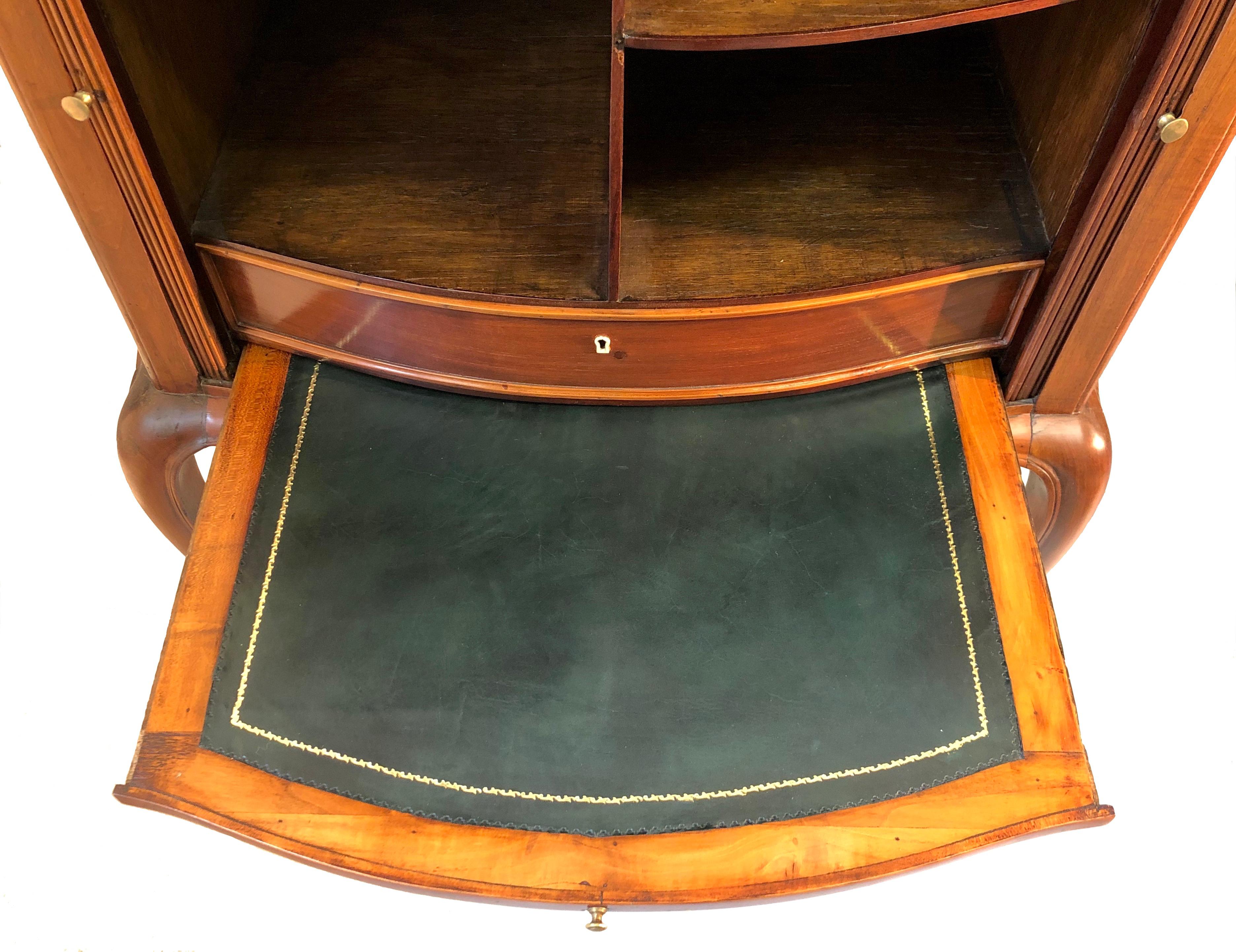 Late 18th Century Antique George III Writing Cabinet Mahogany Oak Marble Leather Brass England For Sale