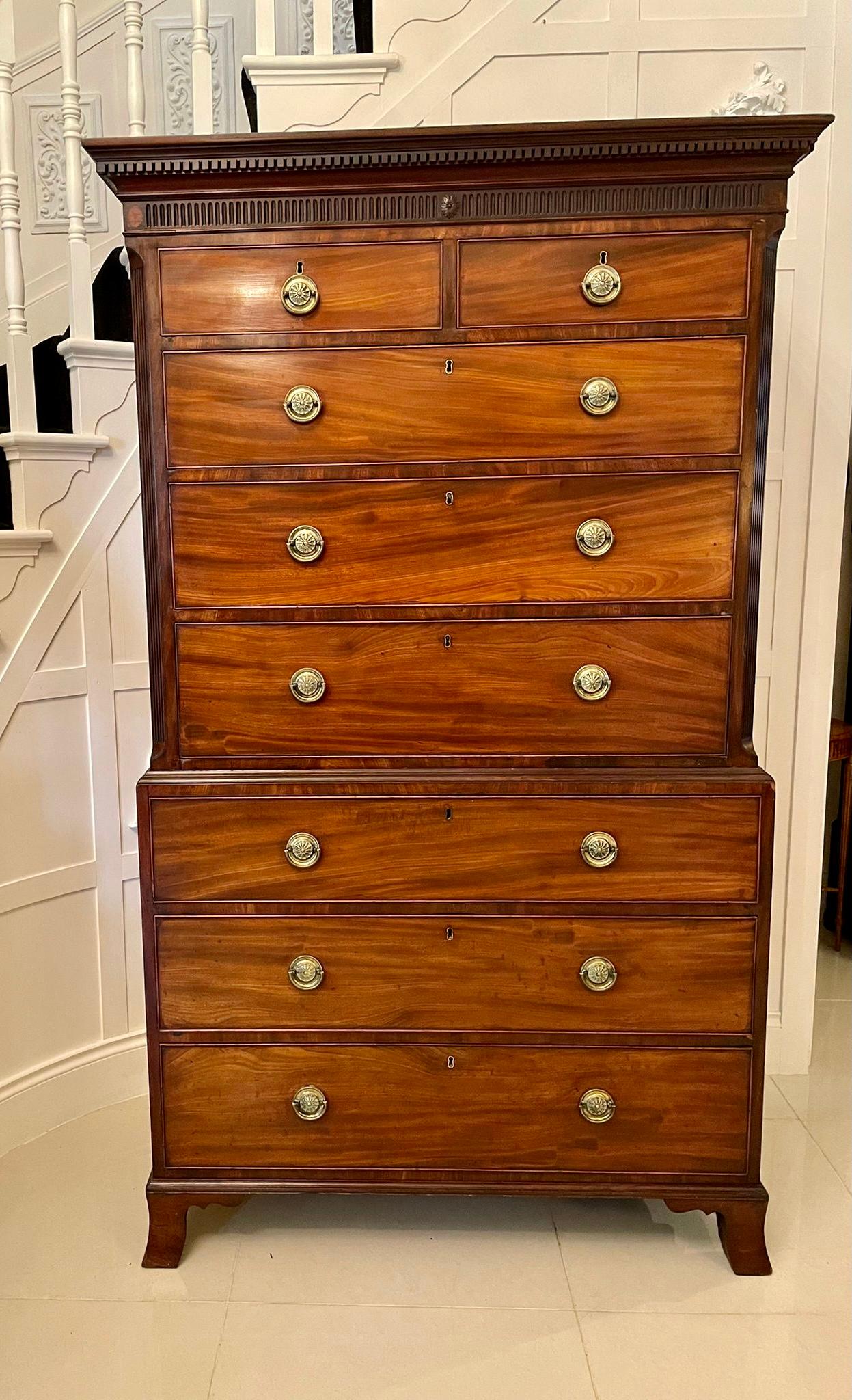 Antique George IIIl Quality Mahogany Chest on Chest For Sale 4