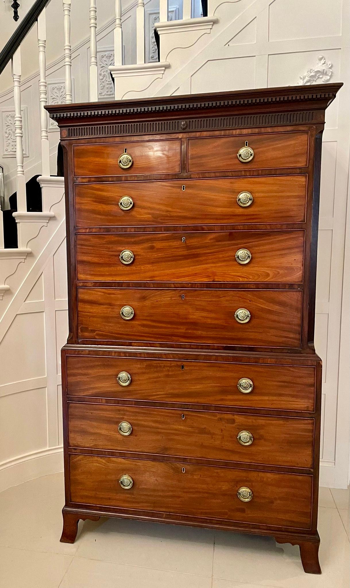 Antique George IIIl Quality Mahogany Chest on Chest For Sale 5