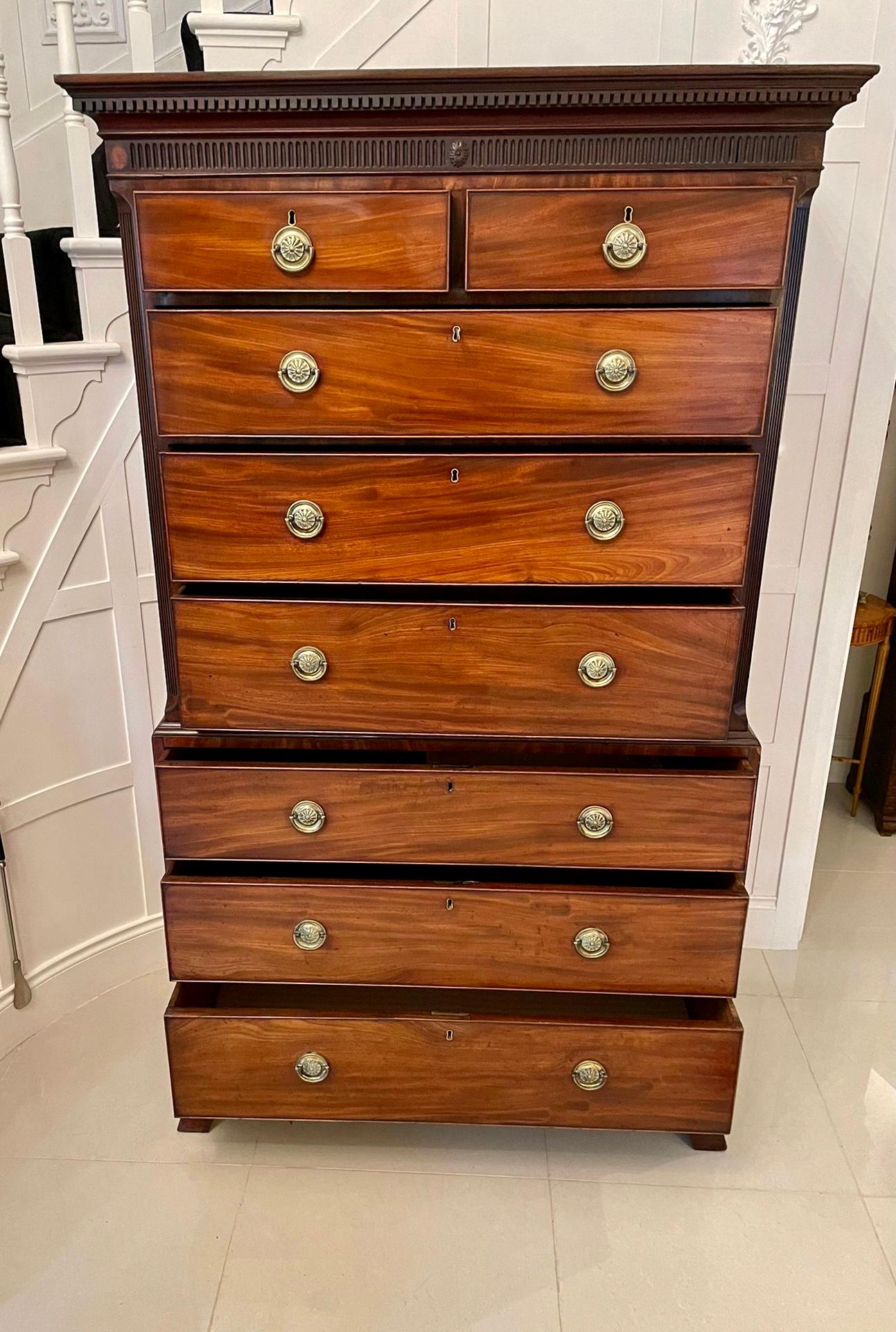 Antique George IIIl Quality Mahogany Chest on Chest For Sale 7