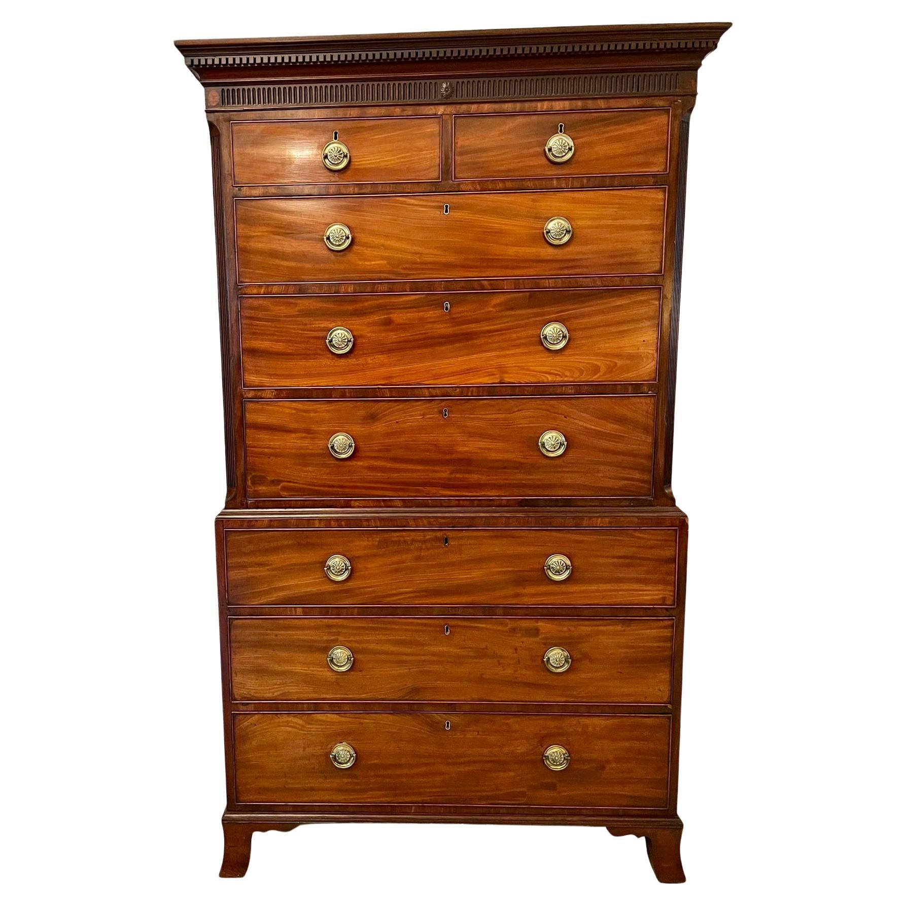 Antique George IIIl Quality Mahogany Chest on Chest For Sale