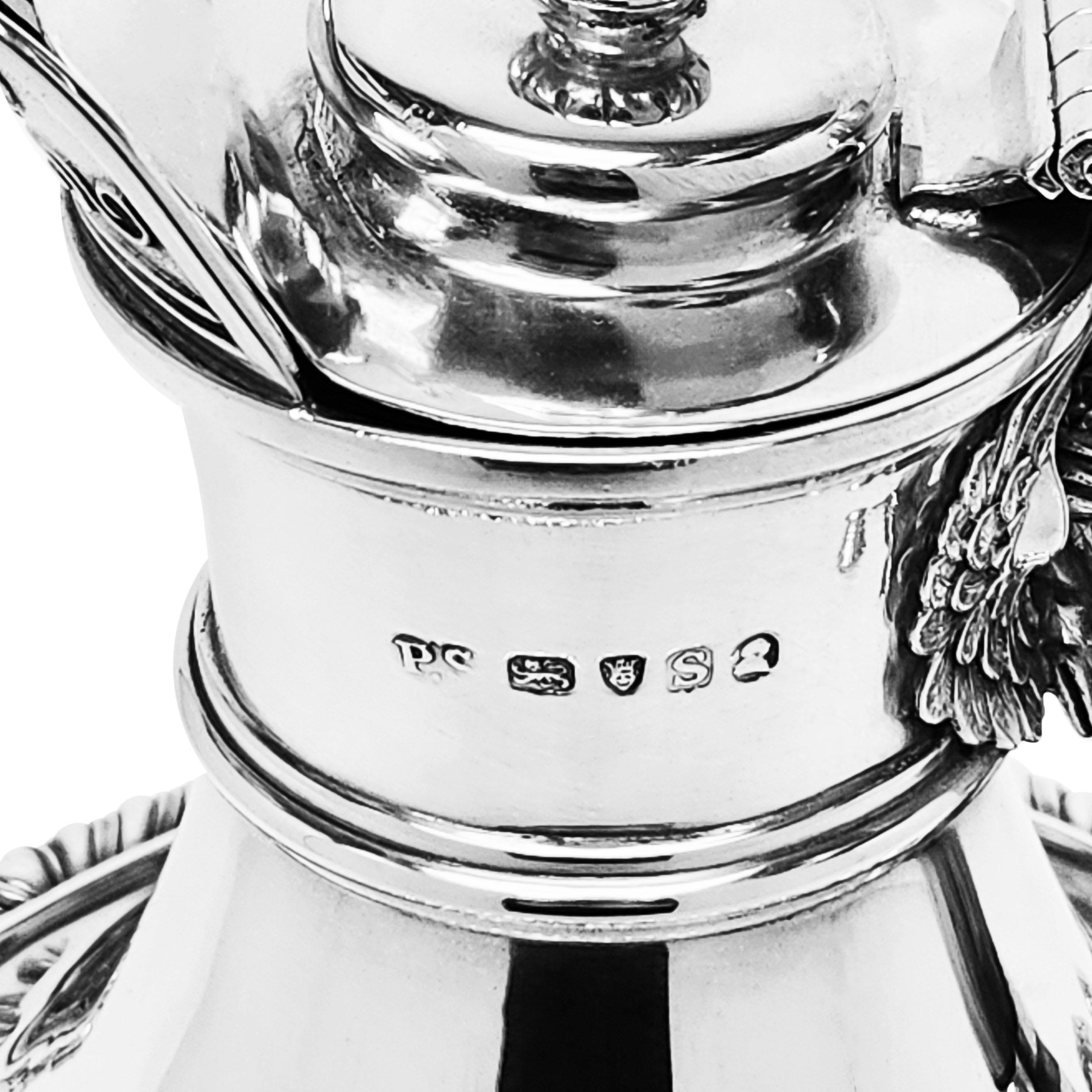 Sterling Silver Antique George IIl Paul Storr Silver Biggin on Stand Coffee Pot with Burner 1813 For Sale