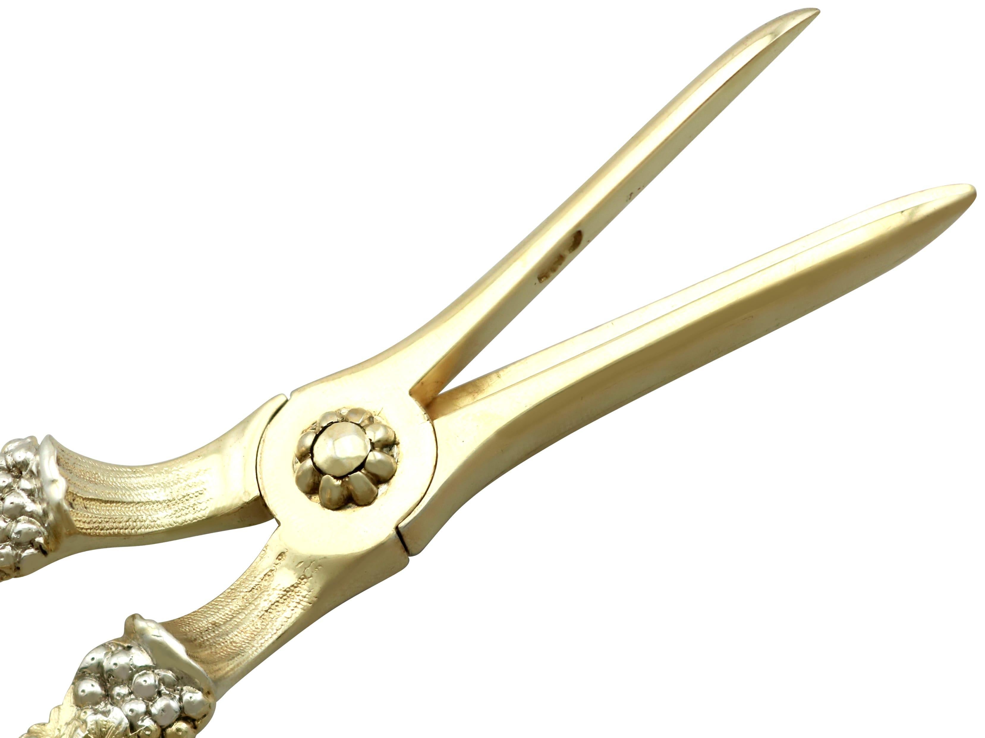Antique George IV (1827) Sterling Silver Gilt Grape Shears For Sale 6