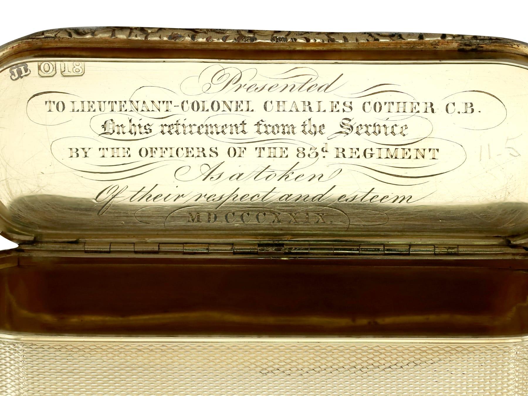 Antigua tabaquera de oro de 18 quilates de Jorge IV (1829) en venta 1