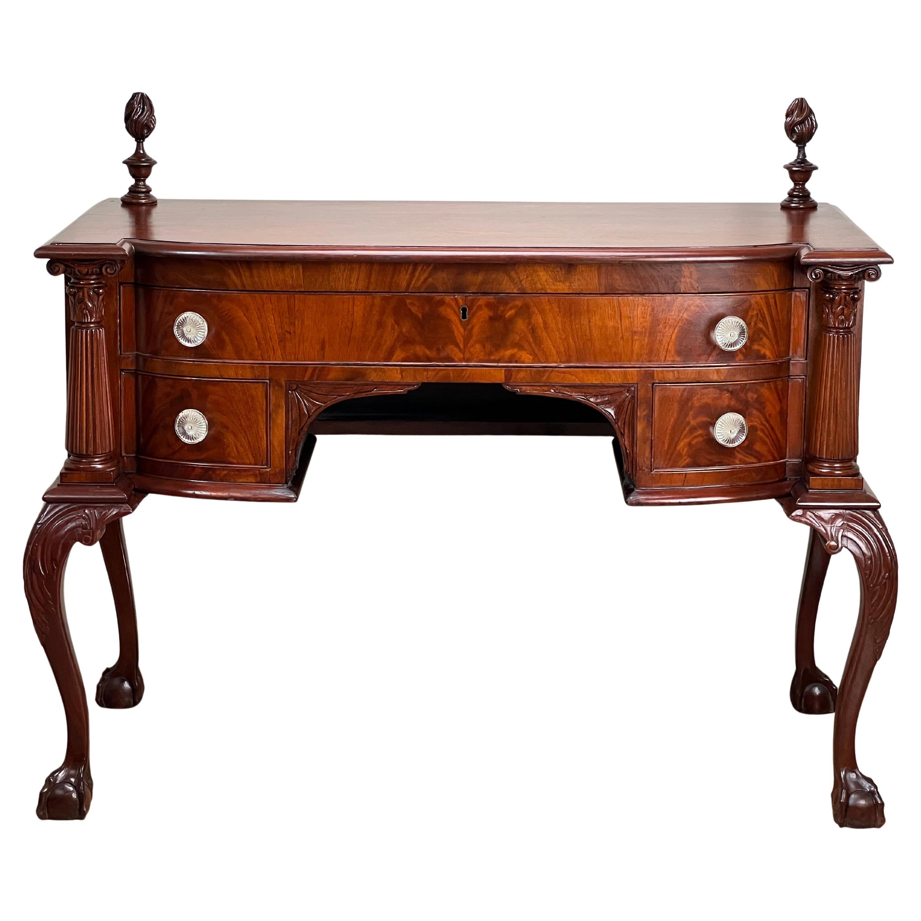 Antique George IV Chippendale Flame Mahogany Buffet c. Mid 19th Century