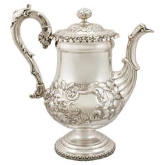 Pot à café antique George IV anglais en argent sterling:: 1825