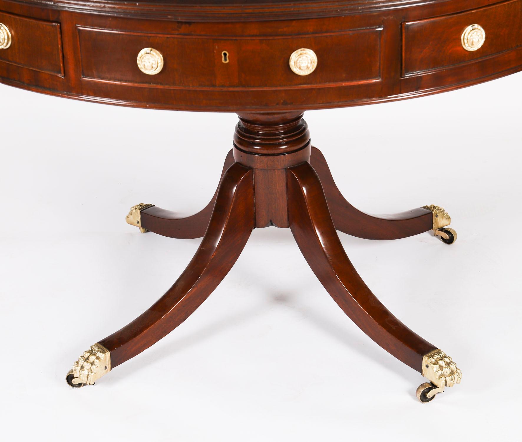 Antique George IV Flame Mahogany Library Drum Table 19th Century For Sale 12