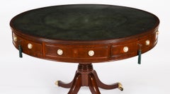 Antique George IV Flame Mahogany Library Drum Table 19th Century