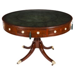 Antique George IV Flame Mahogany Library Drum Table 19th Century