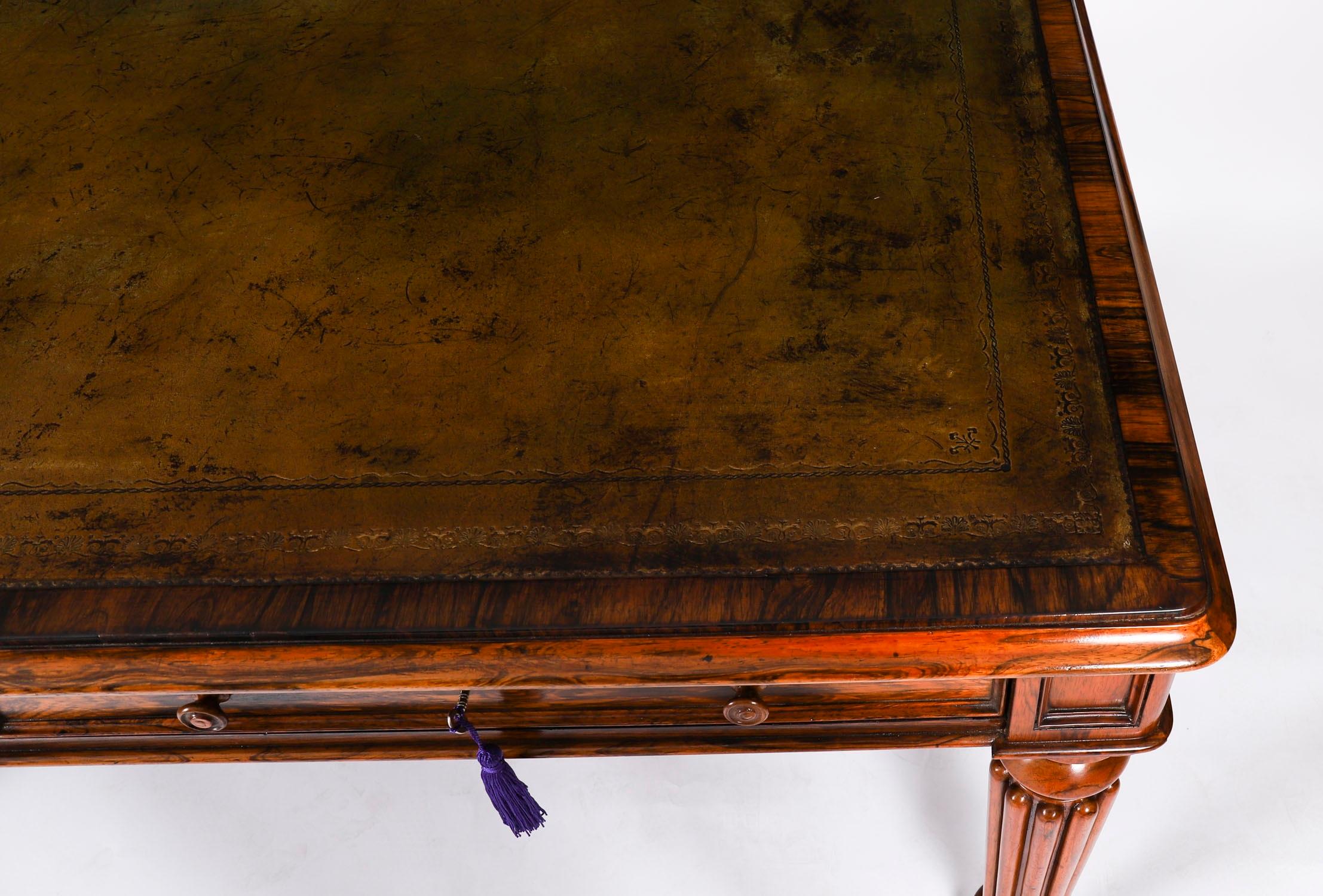 English Antique George IV Goncalo Alves Writing Table Desk Early 19th Century For Sale