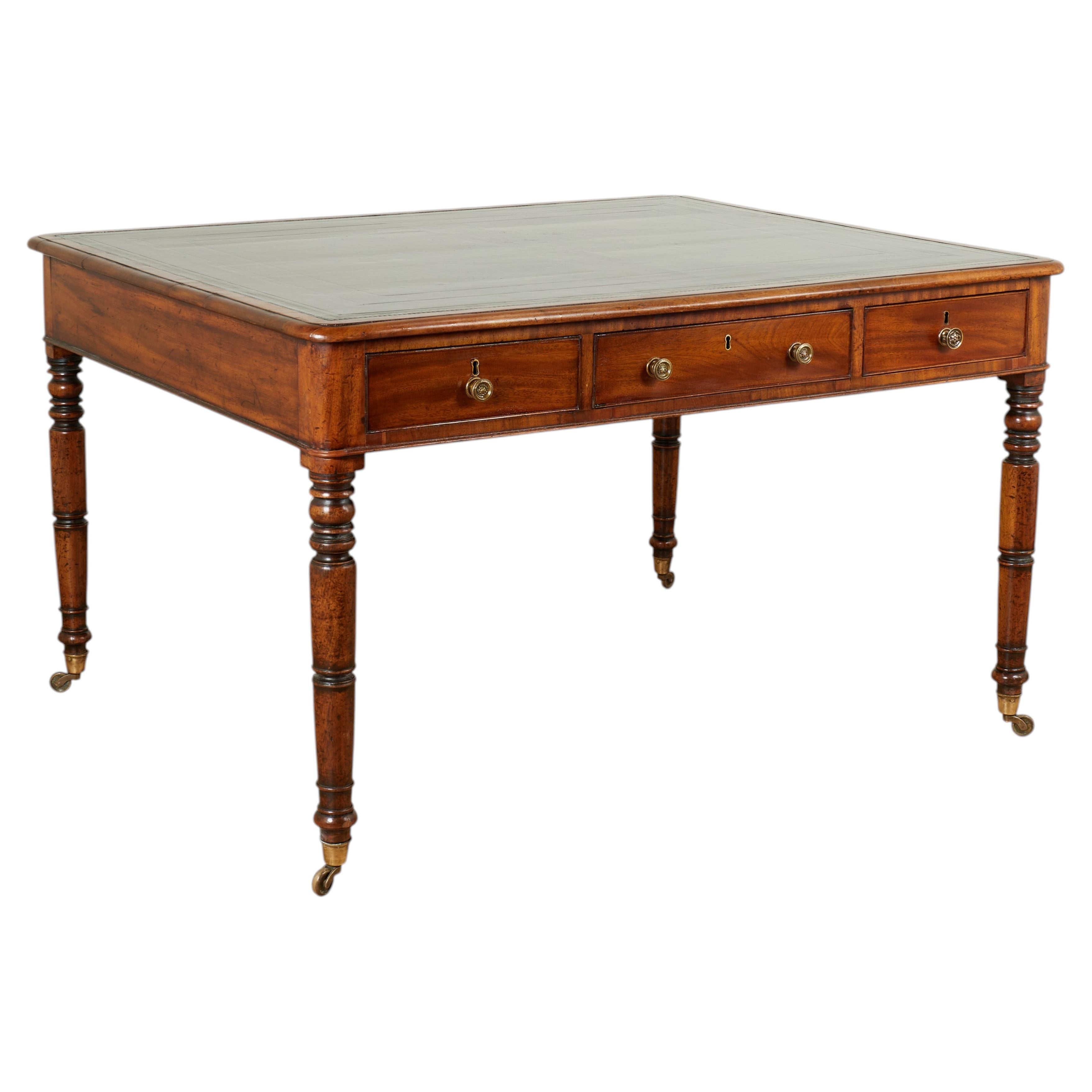 Antique George IV Leather Top Partners Desk