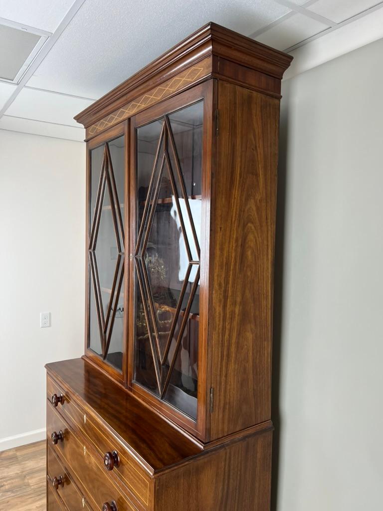 19th Century Antique George IV Mahogany Stepback Bookcase c. 1830 For Sale